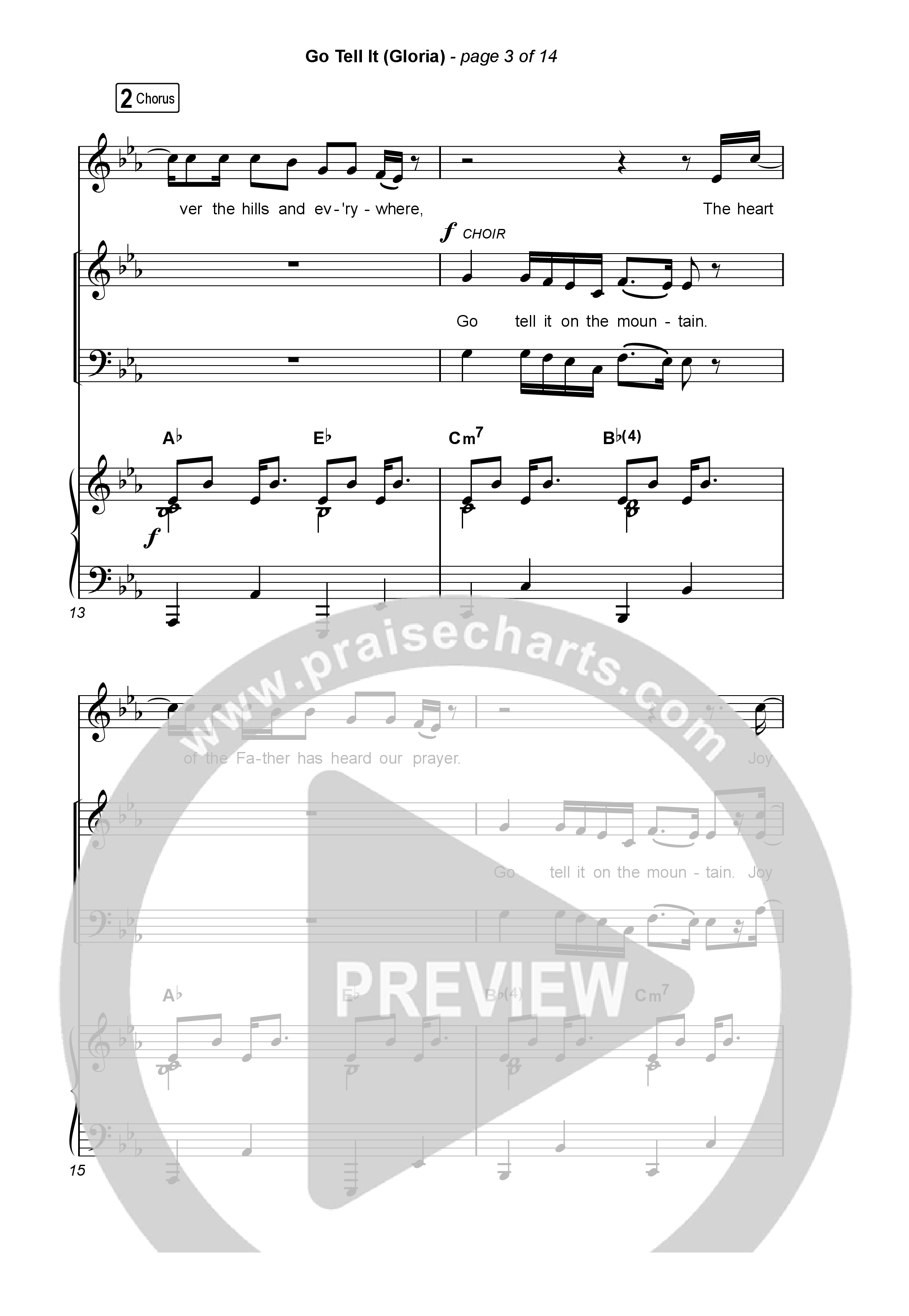 Go Tell It (Gloria) (Worship Choir/SAB) Octavo (SAB & Pno) (Matt Maher / Arr. Luke Gambill)