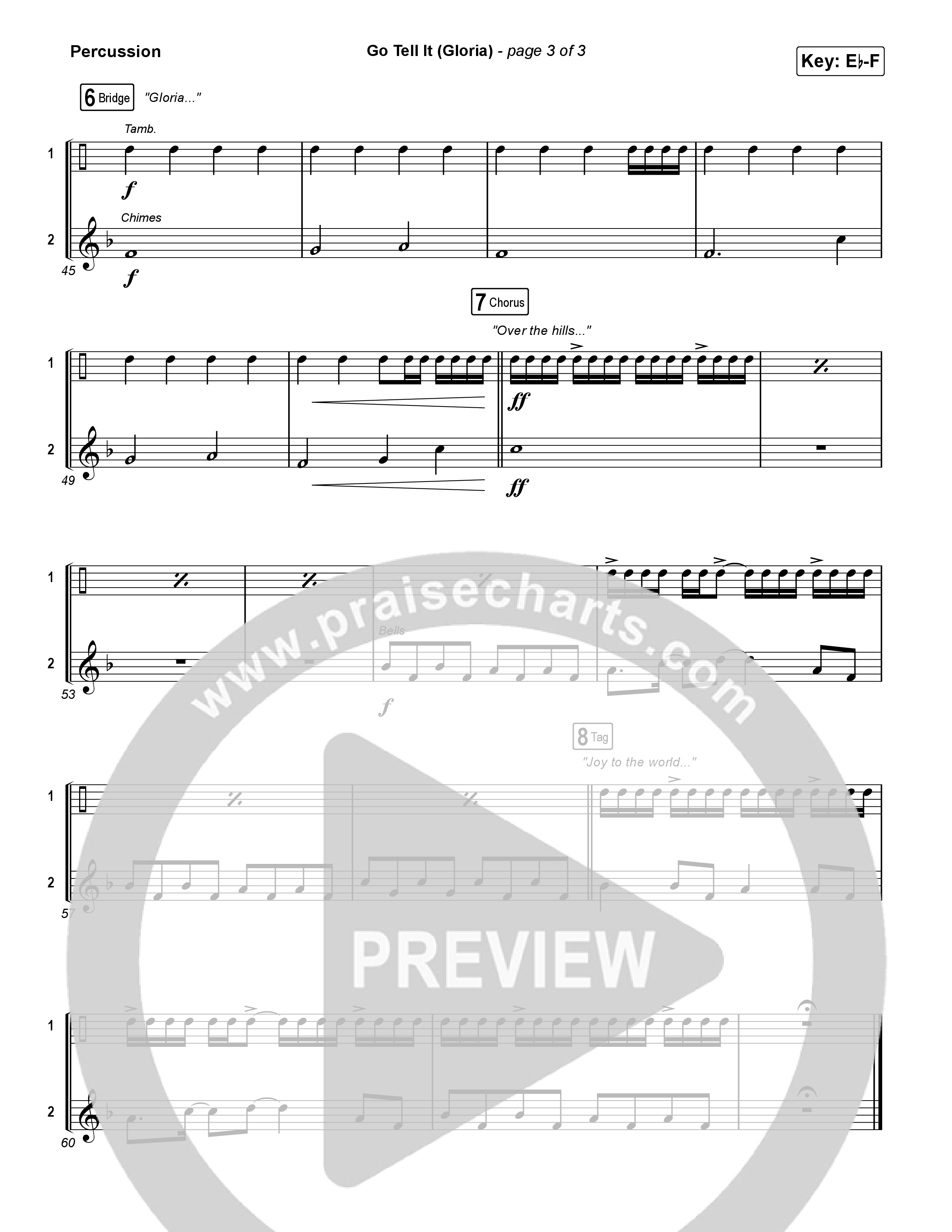 Go Tell It (Gloria) (Worship Choir/SAB) Percussion (Matt Maher / Arr. Luke Gambill)