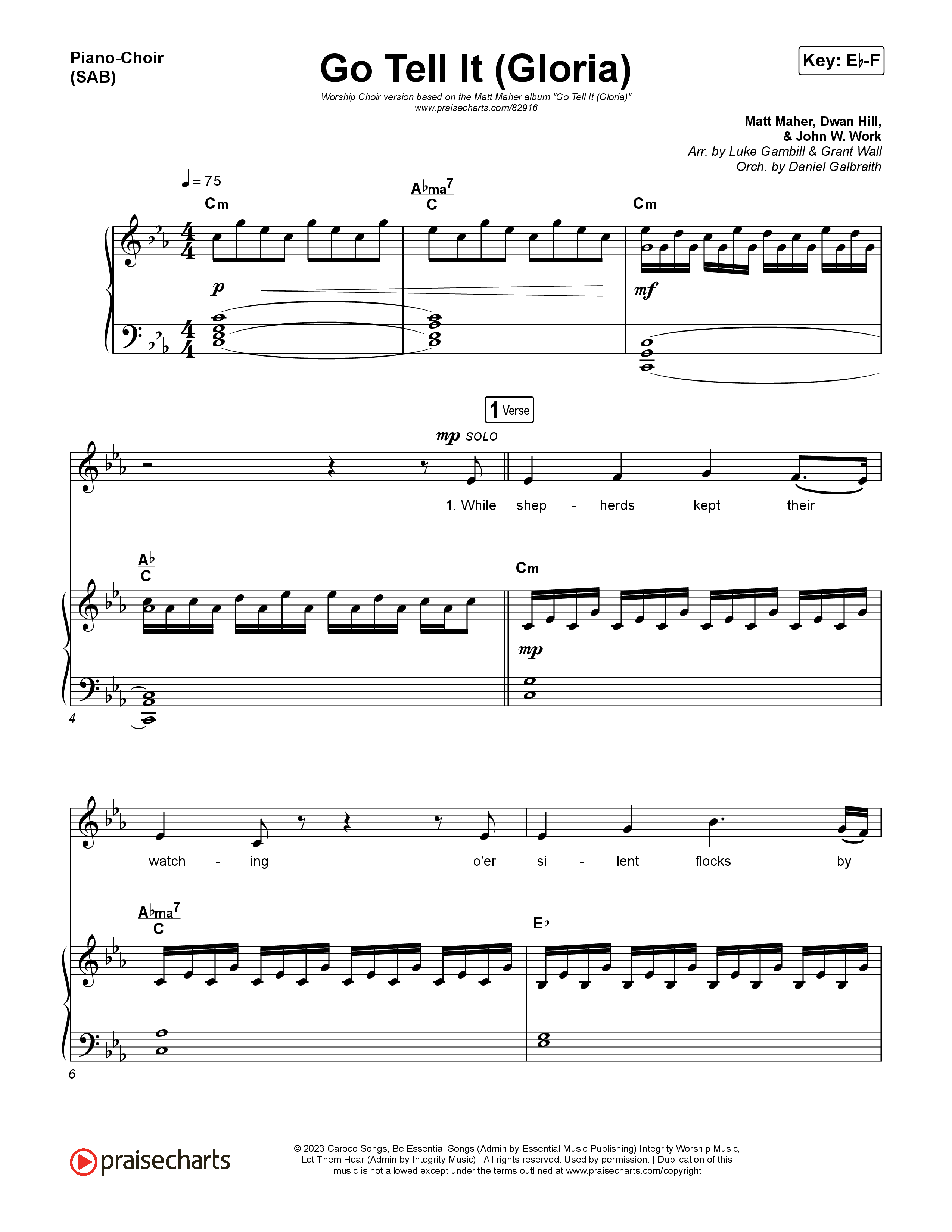 Go Tell It (Gloria) (Worship Choir/SAB) Piano/Choir (SAB) (Matt Maher / Arr. Luke Gambill)