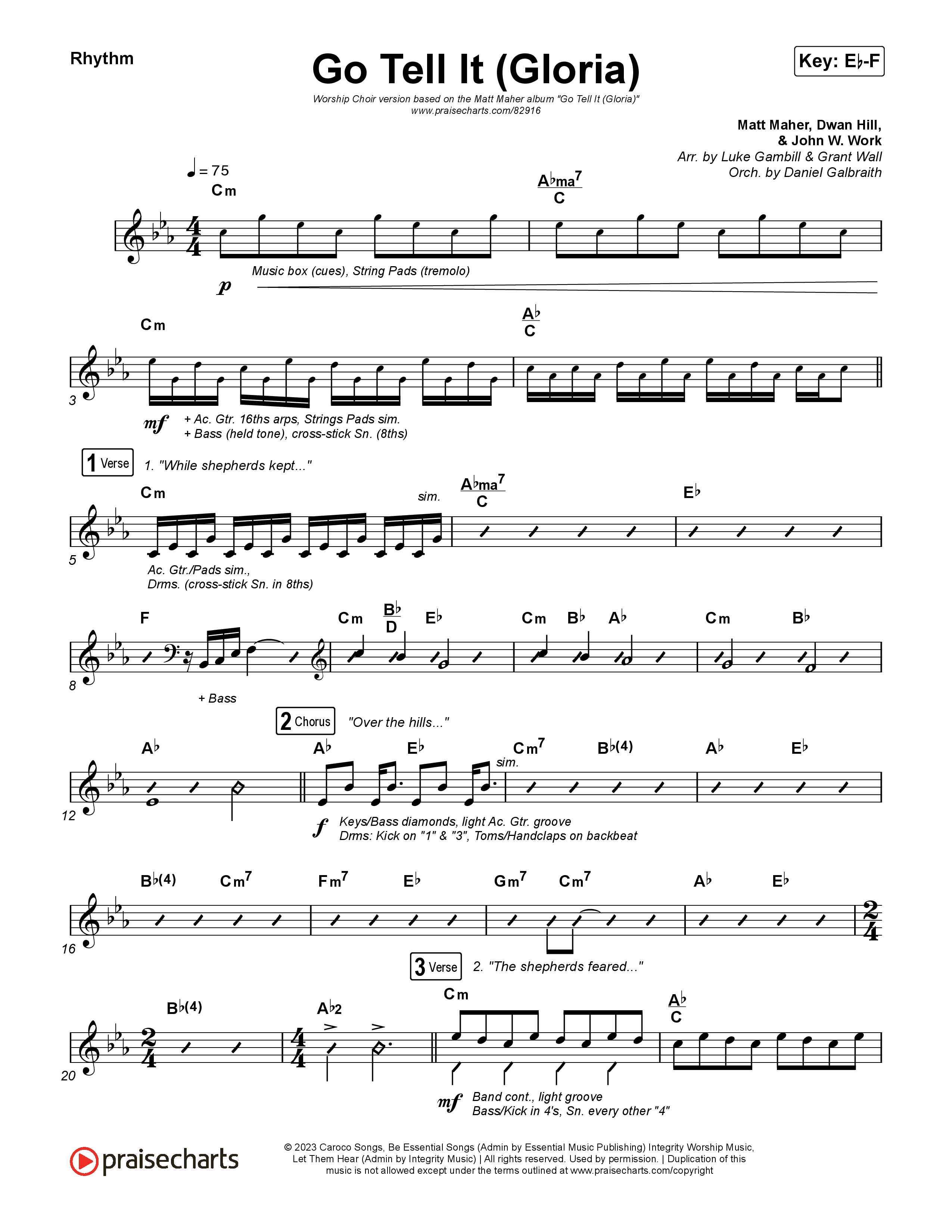 Go Tell It (Gloria) (Worship Choir/SAB) Rhythm Chart (Matt Maher / Arr. Luke Gambill)