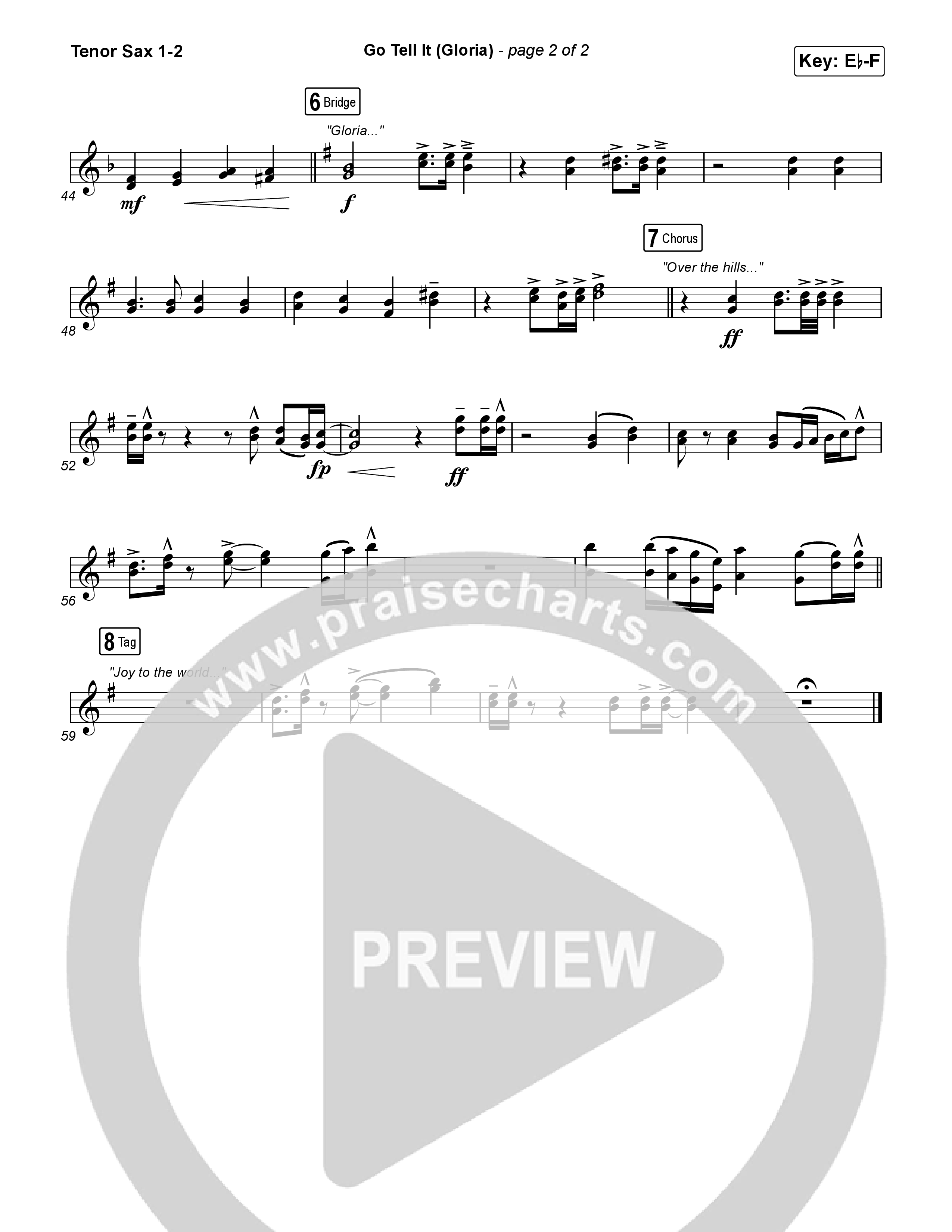 Go Tell It (Gloria) (Worship Choir/SAB) Tenor Sax 1/2 (Matt Maher / Arr. Luke Gambill)