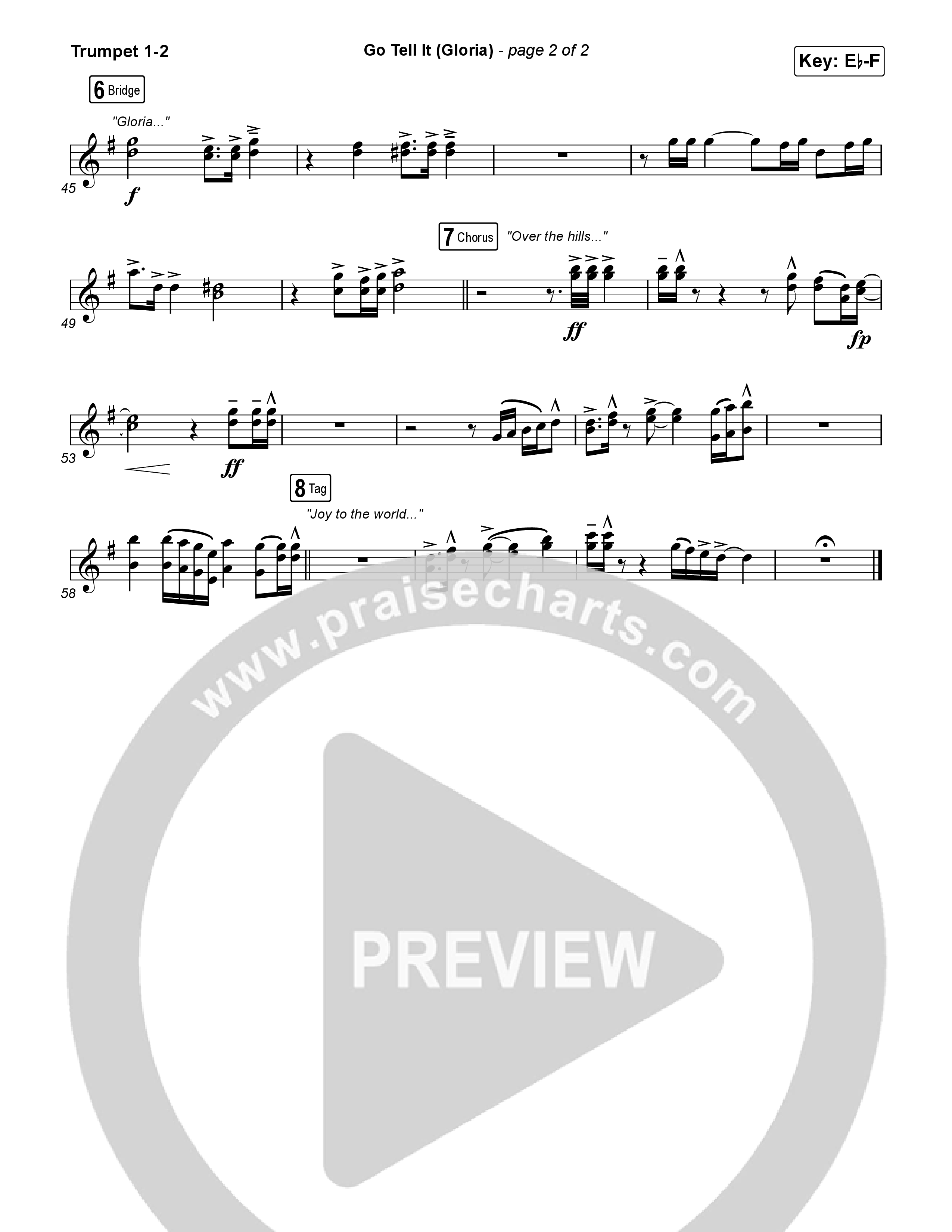 Go Tell It (Gloria) (Worship Choir/SAB) Trumpet 1,2 (Matt Maher / Arr. Luke Gambill)