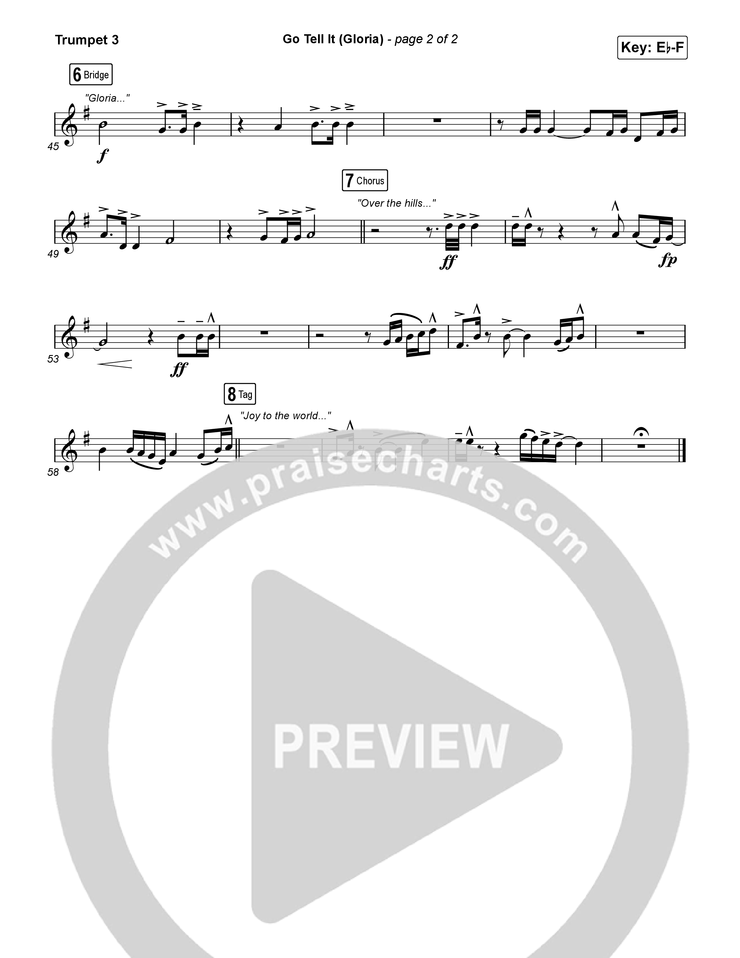 Go Tell It (Gloria) (Worship Choir/SAB) Trumpet 3 (Matt Maher / Arr. Luke Gambill)