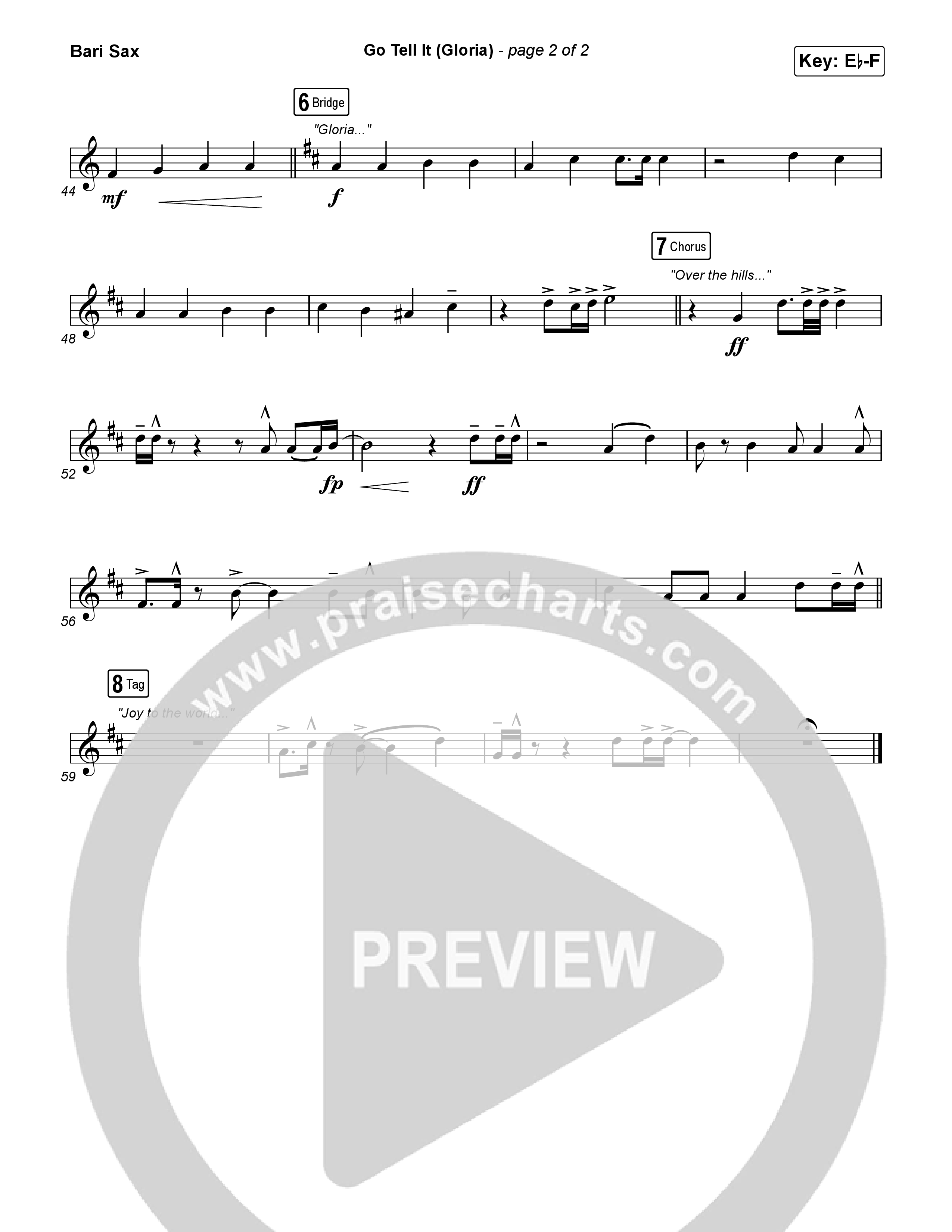 Go Tell It (Gloria) (Unison/2-Part) Bari Sax (Matt Maher / Arr. Luke Gambill)