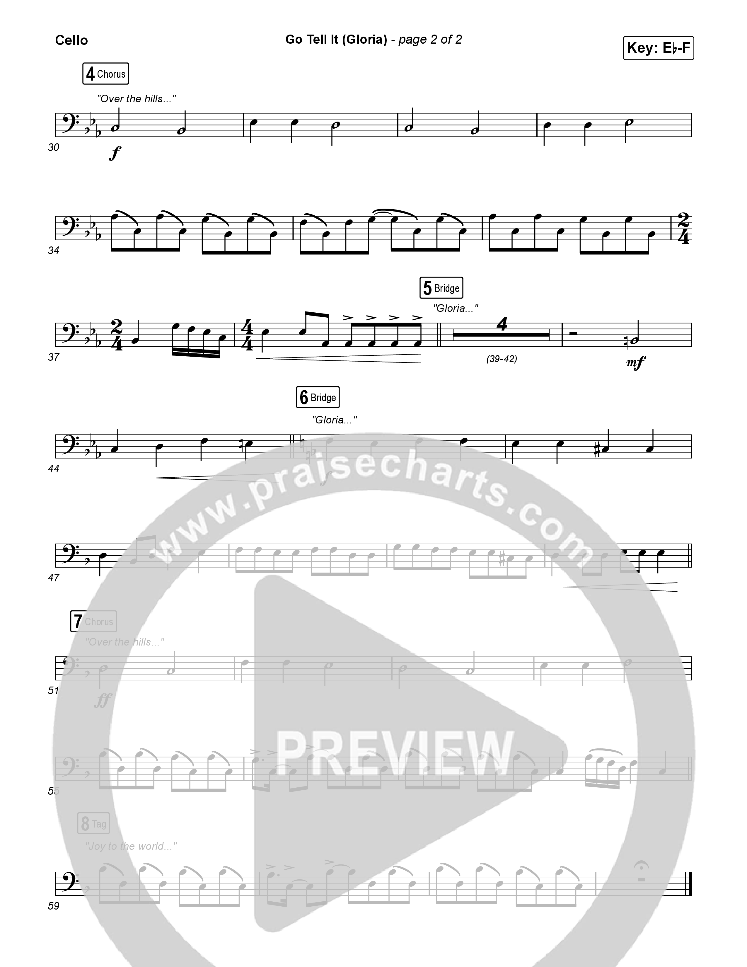 Go Tell It (Gloria) (Unison/2-Part) Cello (Matt Maher / Arr. Luke Gambill)