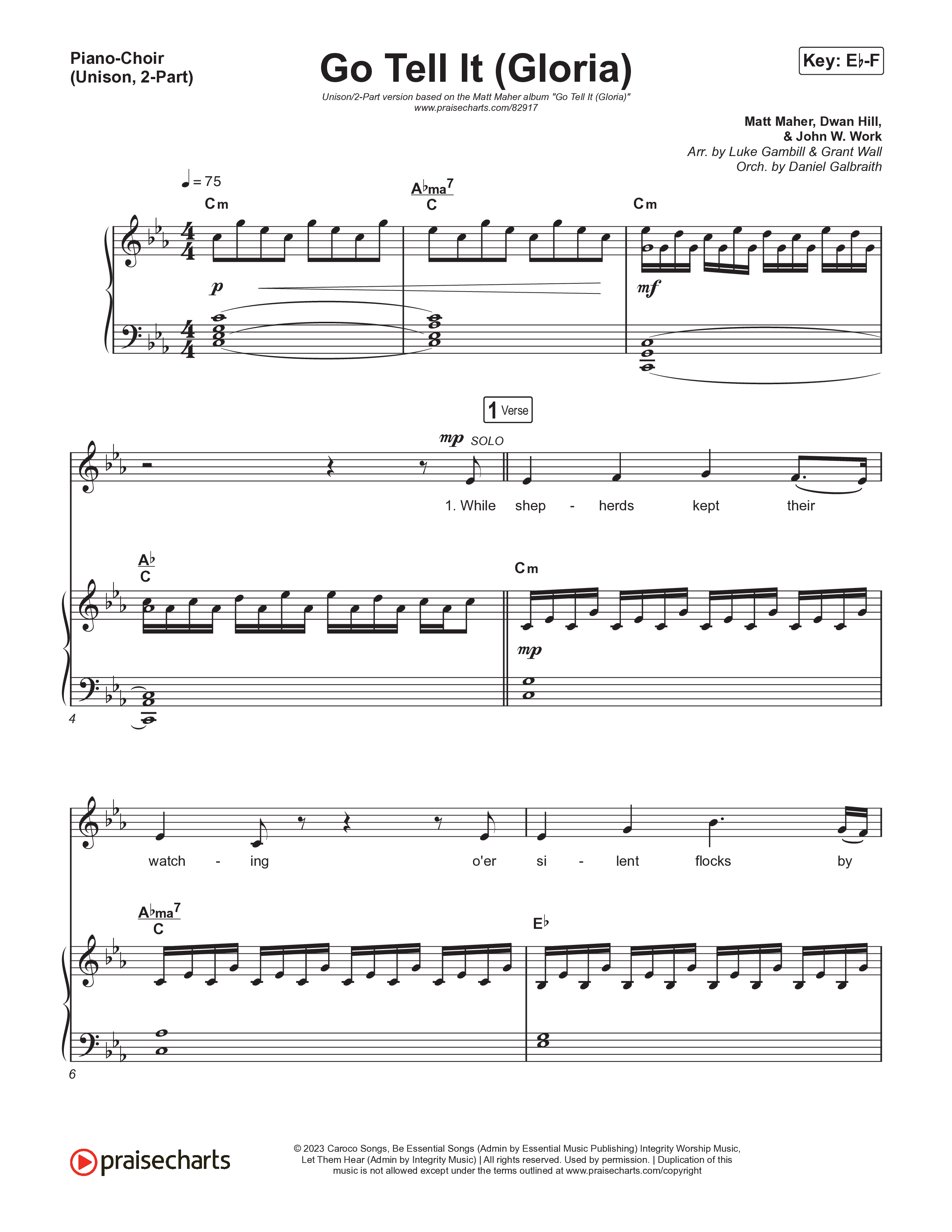 Go Tell It (Gloria) (Unison/2-Part) Piano/Choir  (Uni/2-Part) (Matt Maher / Arr. Luke Gambill)