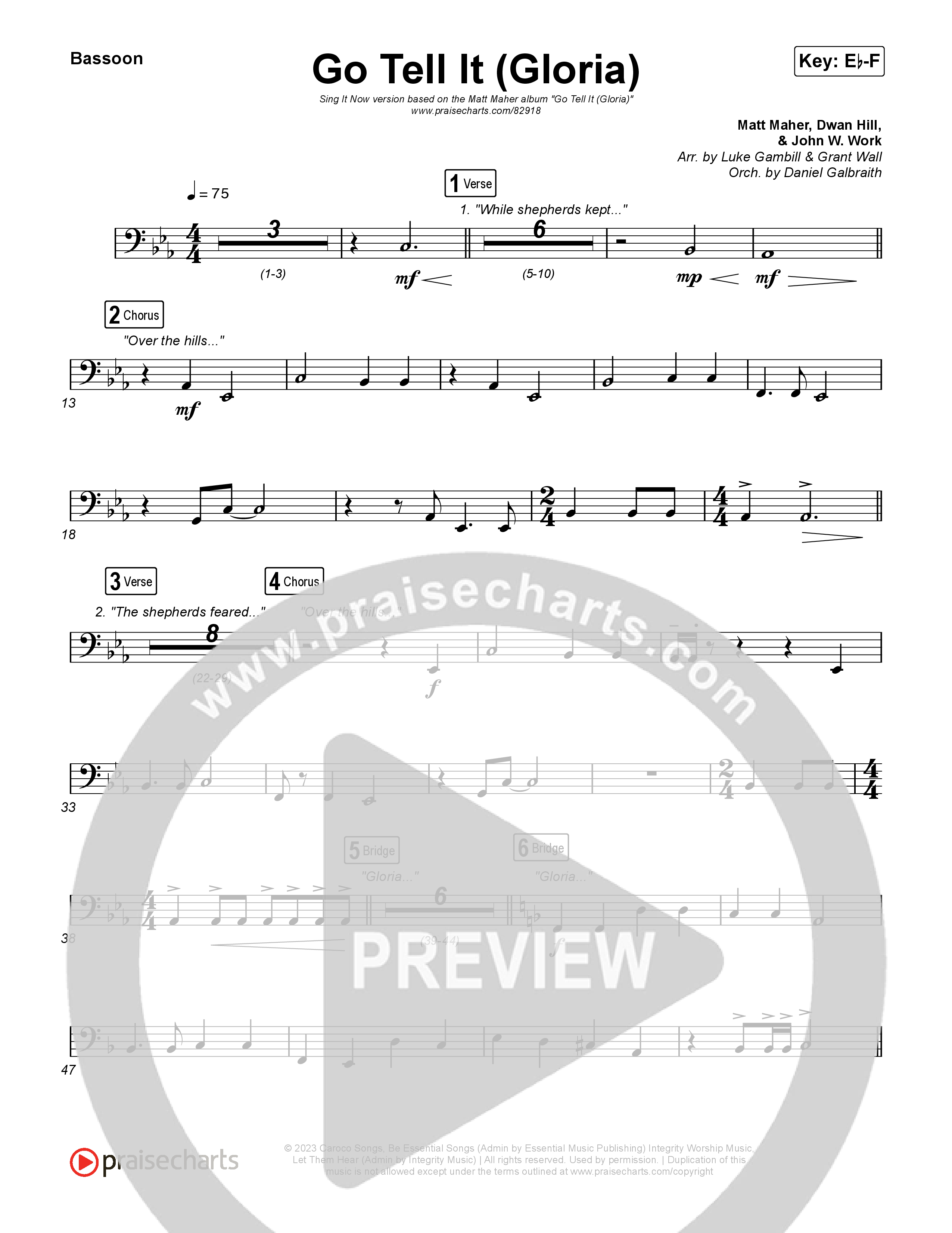 Go Tell It (Gloria) (Sing It Now) Bassoon (Matt Maher / Arr. Luke Gambill)