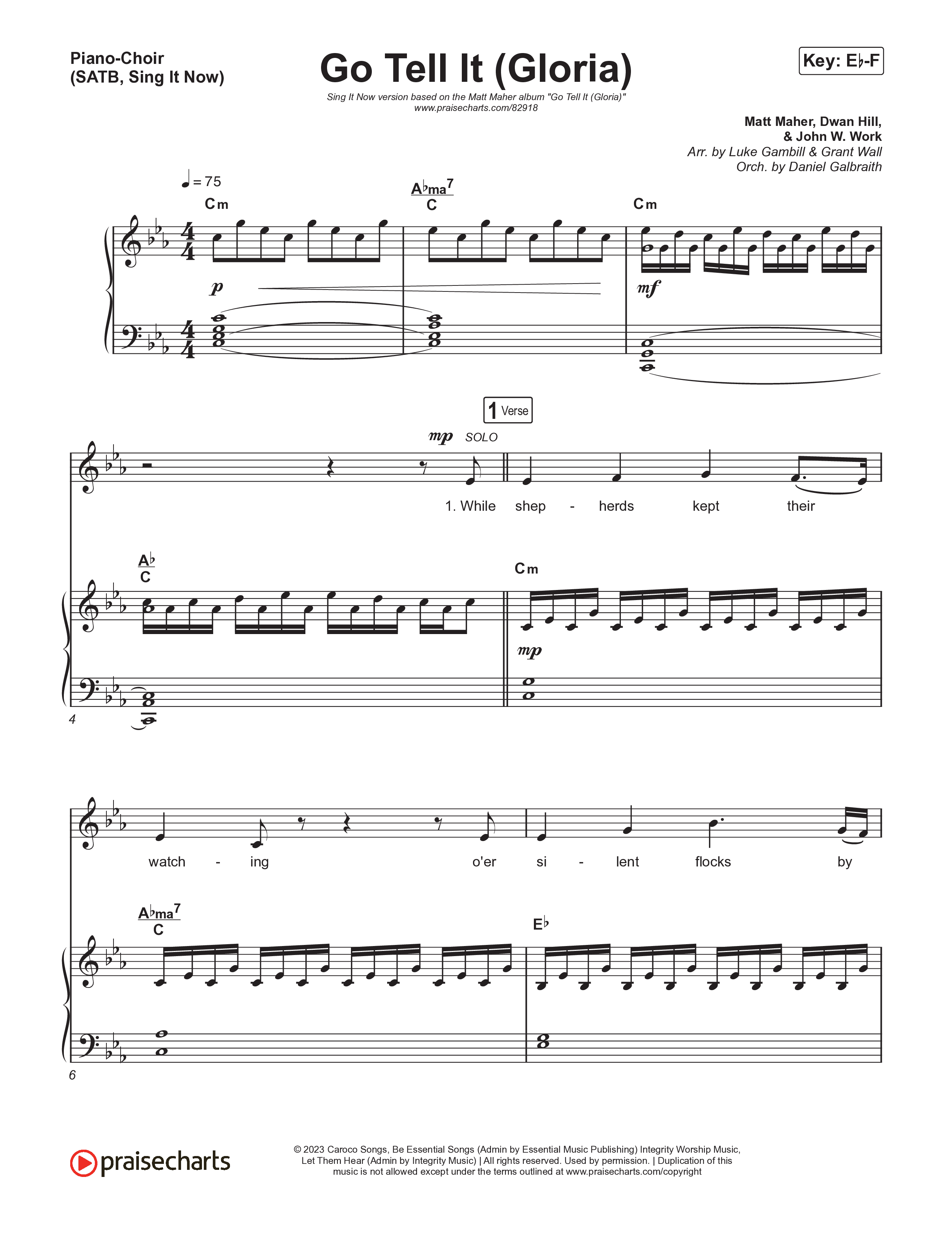 Go Tell It (Gloria) (Sing It Now) Piano/Choir (SATB) (Matt Maher / Arr. Luke Gambill)