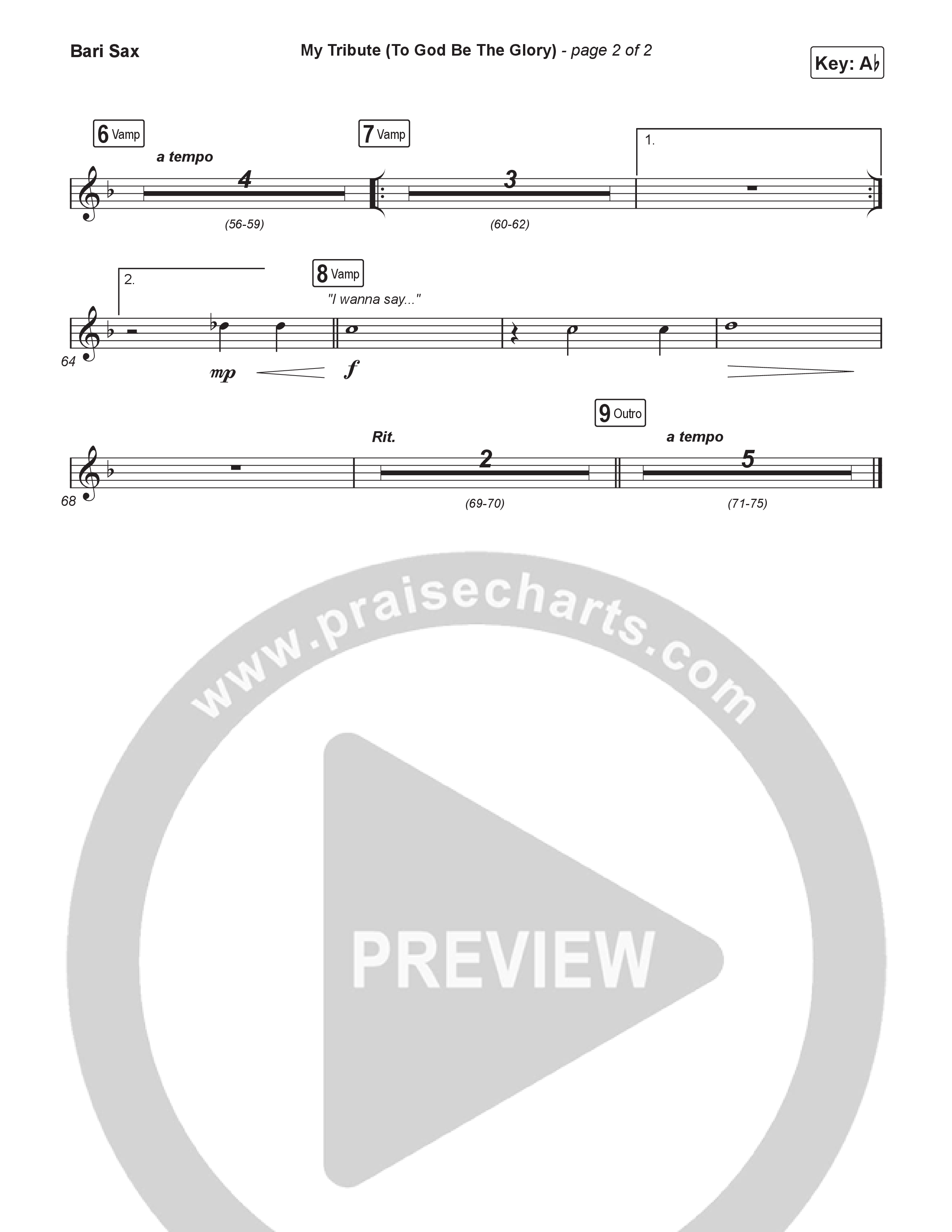 My Tribute (To God Be Glory) (Choral Anthem SATB) Bari Sax (Natalie Grant / CeCe Winans / Arr. Luke Gambill)