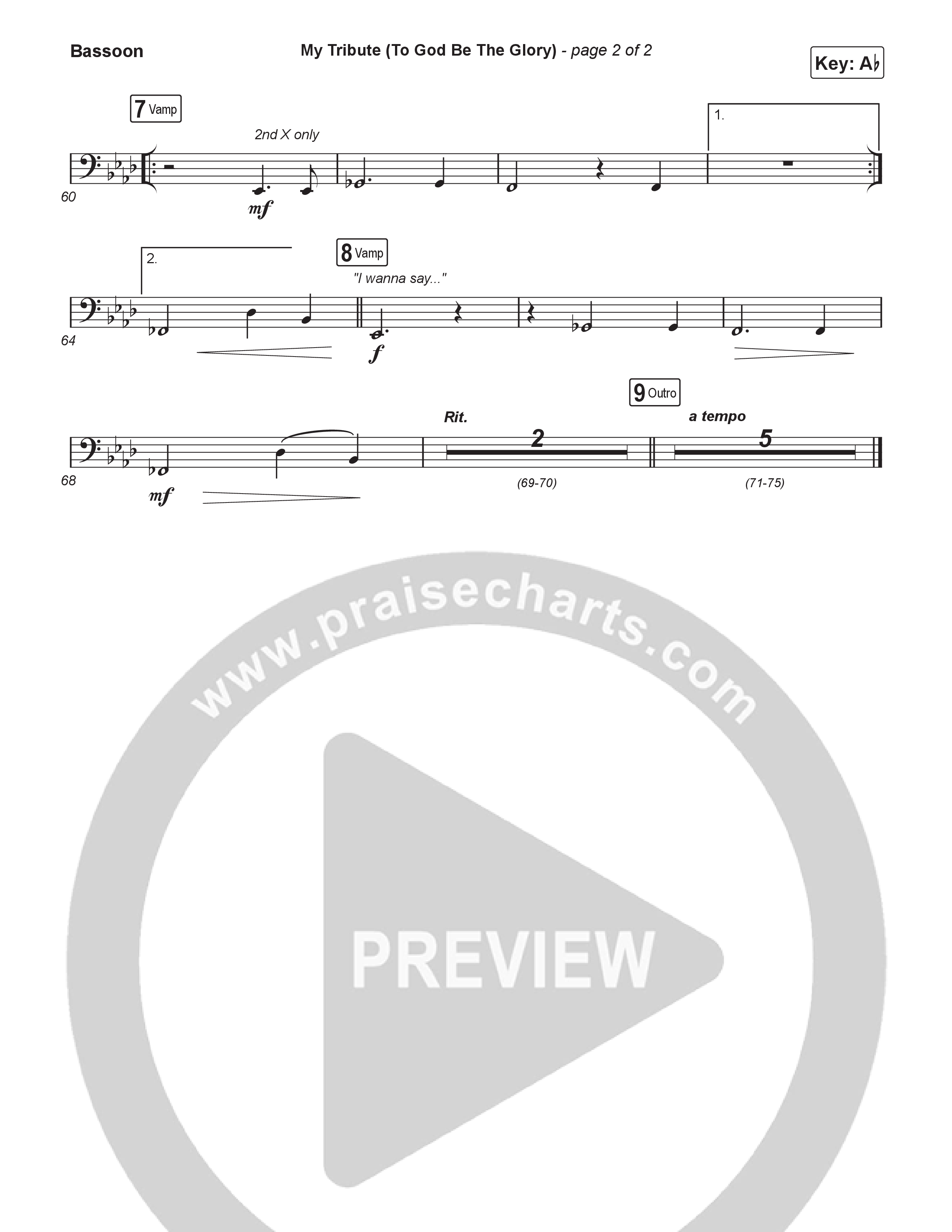 My Tribute (To God Be Glory) (Choral Anthem SATB) Bassoon (Natalie Grant / CeCe Winans / Arr. Luke Gambill)