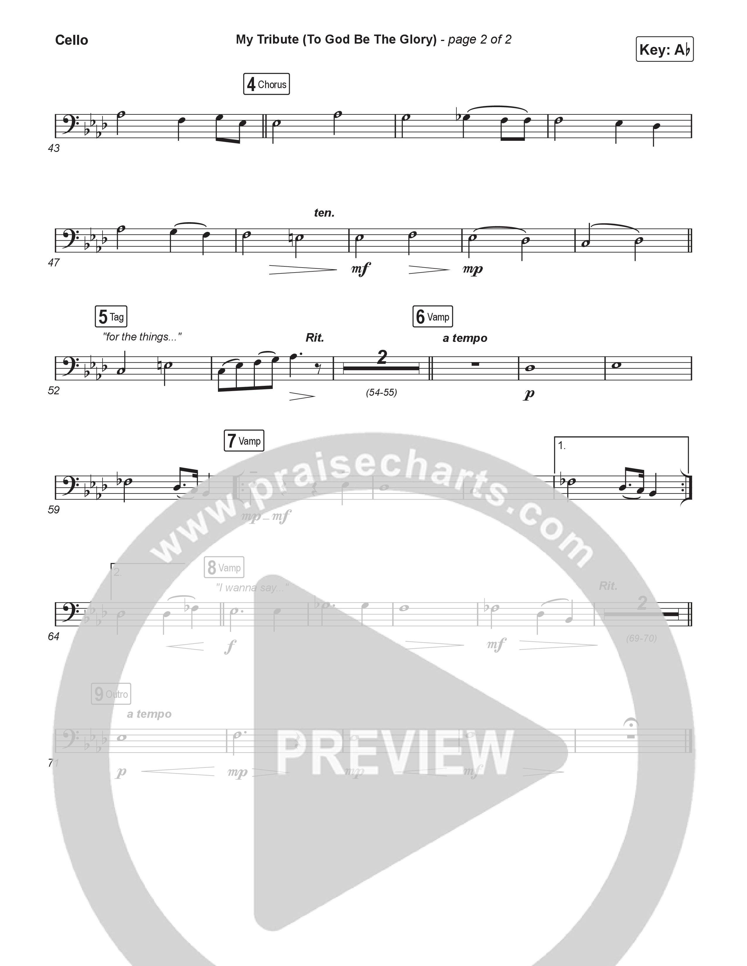 My Tribute (To God Be Glory) (Choral Anthem SATB) Cello (Natalie Grant / CeCe Winans / Arr. Luke Gambill)