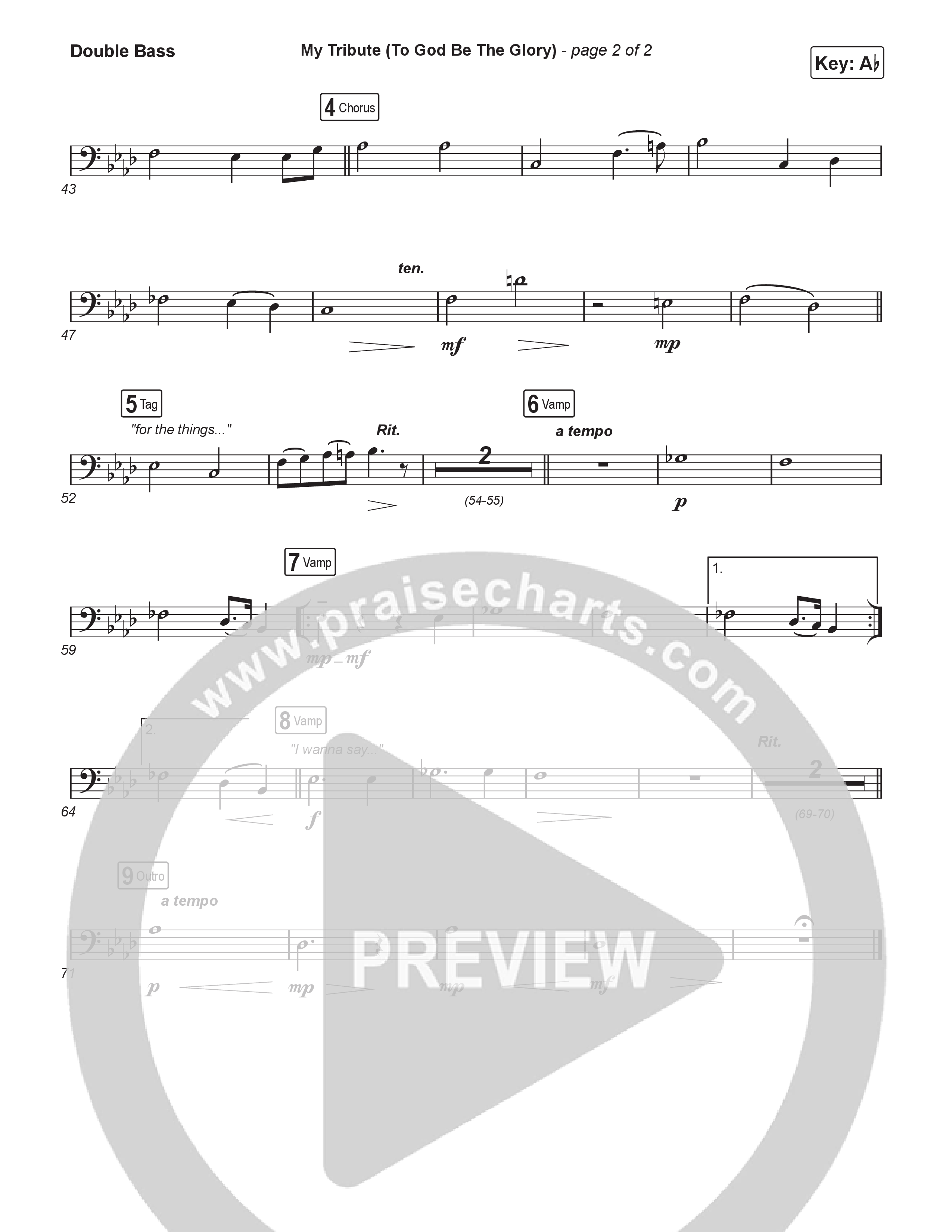 My Tribute (To God Be Glory) (Choral Anthem SATB) String Bass (Natalie Grant / CeCe Winans / Arr. Luke Gambill)