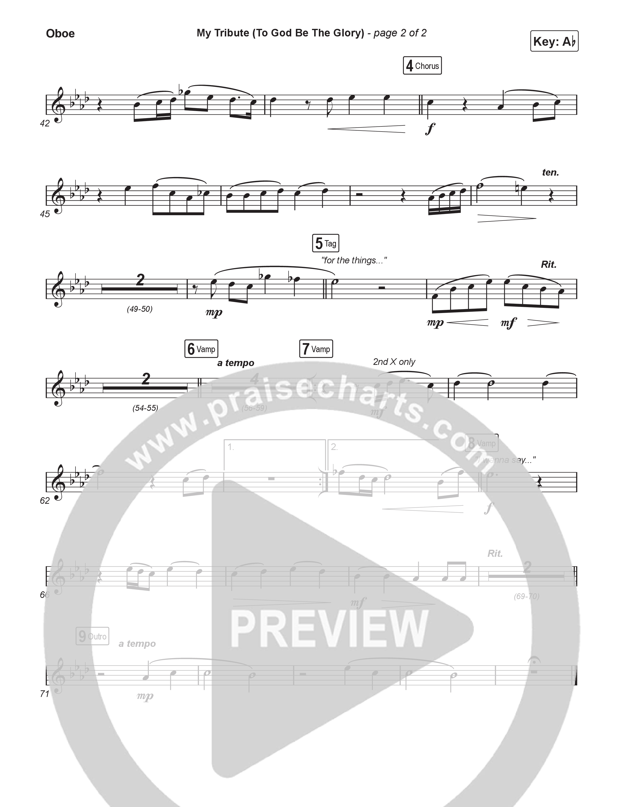 My Tribute (To God Be Glory) (Choral Anthem SATB) Oboe (Natalie Grant / CeCe Winans / Arr. Luke Gambill)