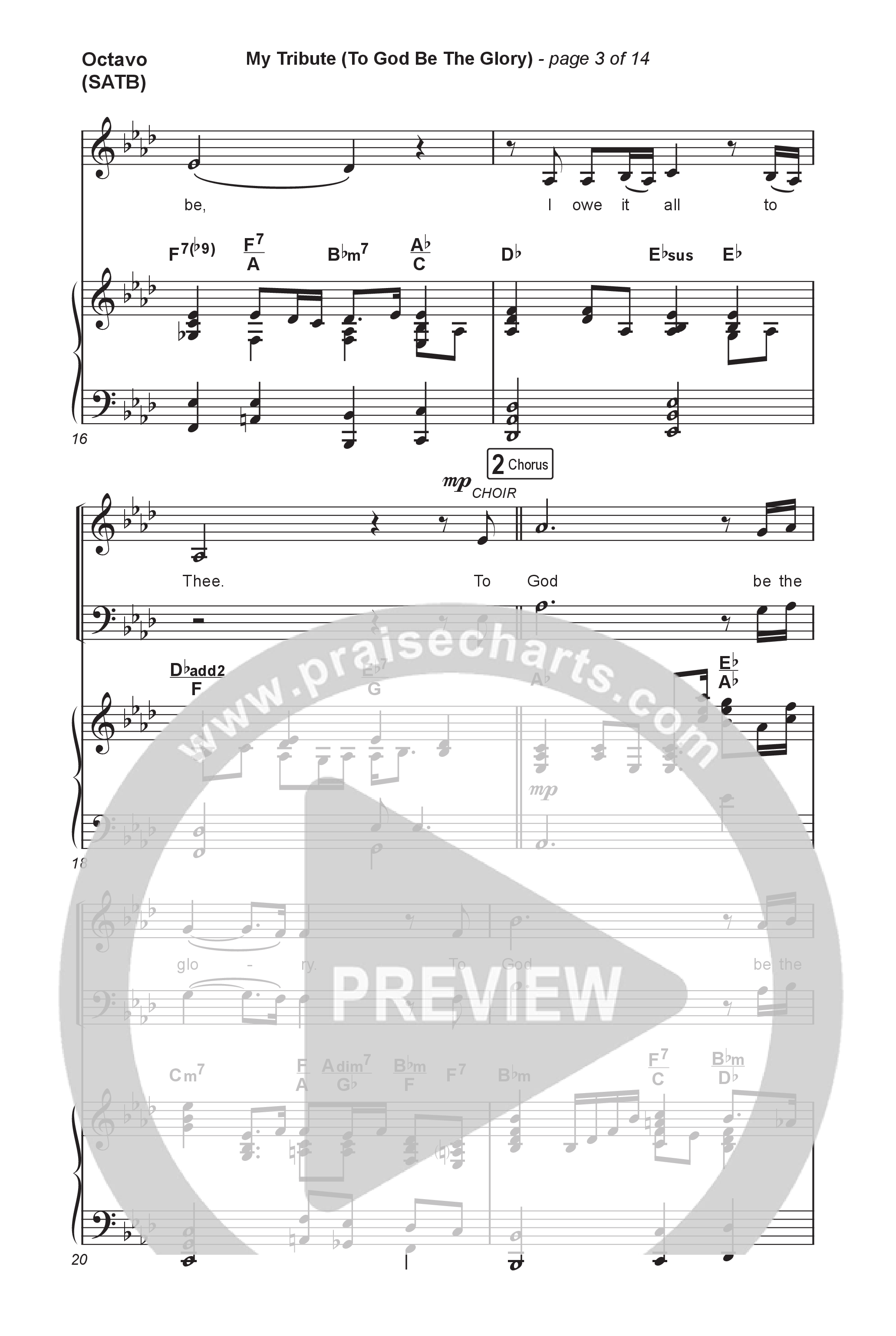 My Tribute (To God Be Glory) (Choral Anthem SATB) Octavo (SATB & Pno) (Natalie Grant / CeCe Winans / Arr. Luke Gambill)