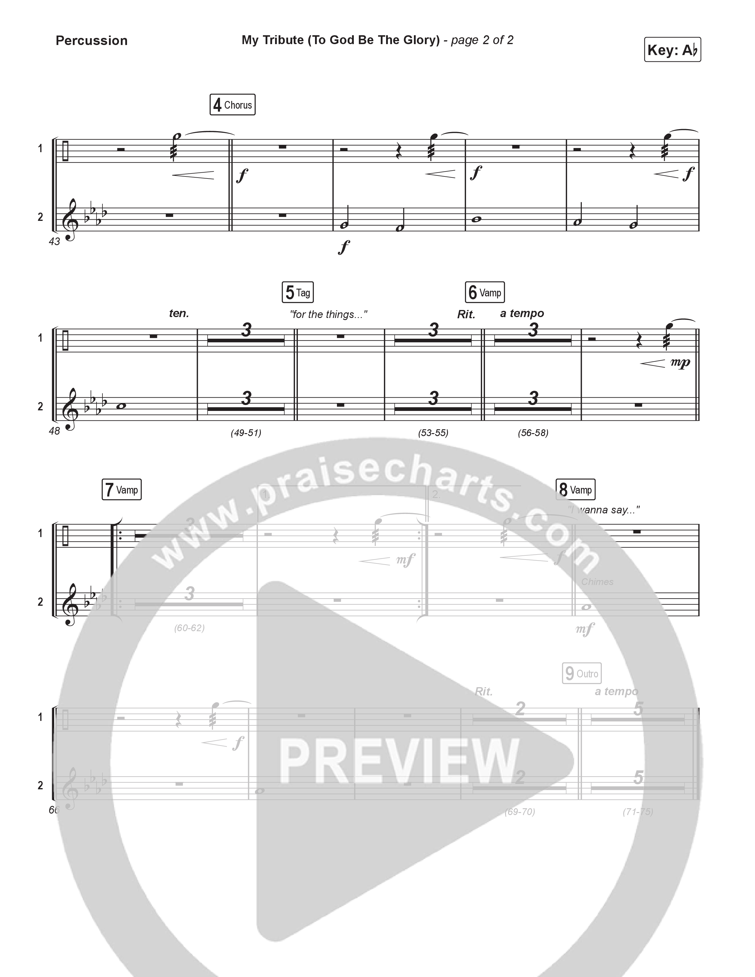 My Tribute (To God Be Glory) (Choral Anthem SATB) Percussion (Natalie Grant / CeCe Winans / Arr. Luke Gambill)