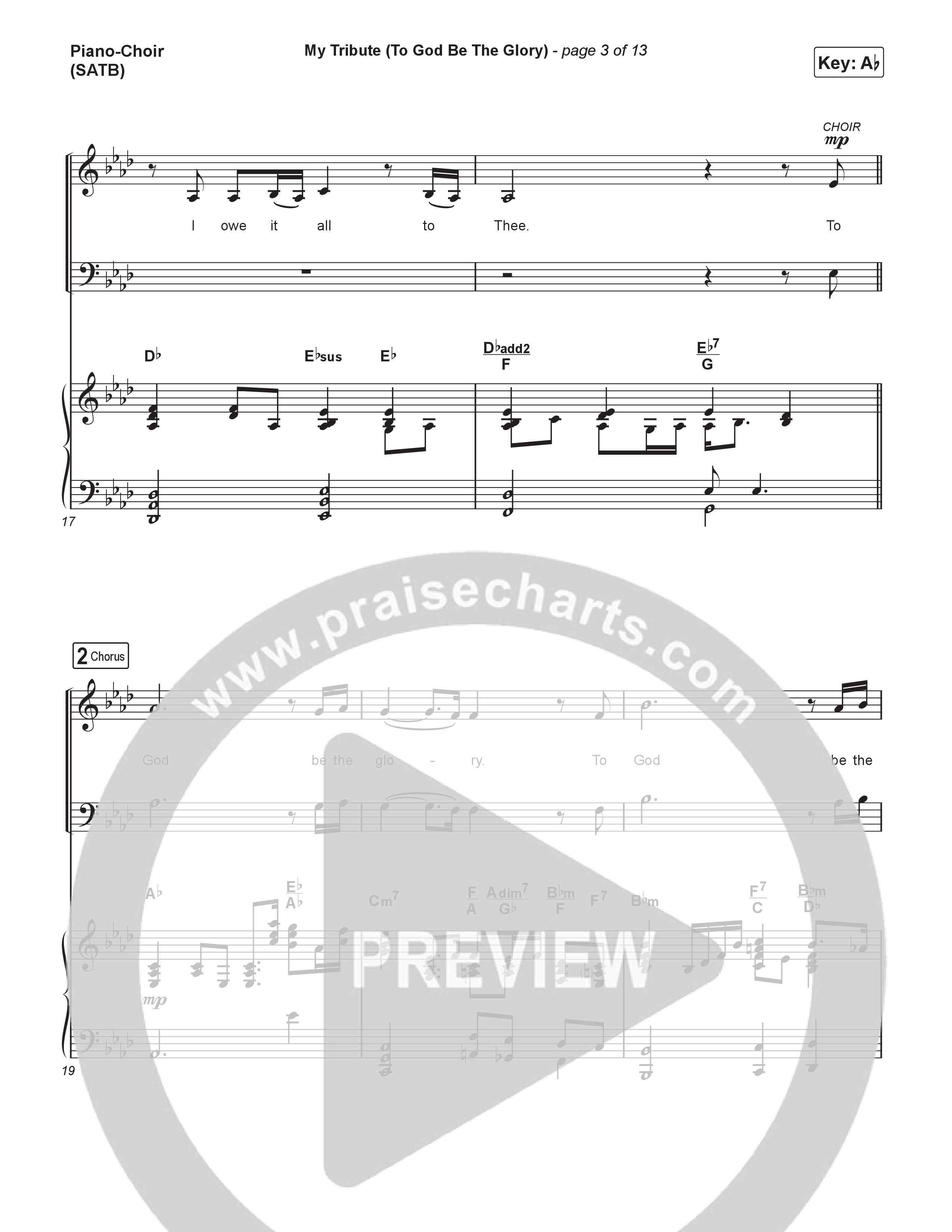 My Tribute (To God Be Glory) (Choral Anthem SATB) Piano/Vocal (SATB) (Natalie Grant / CeCe Winans / Arr. Luke Gambill)