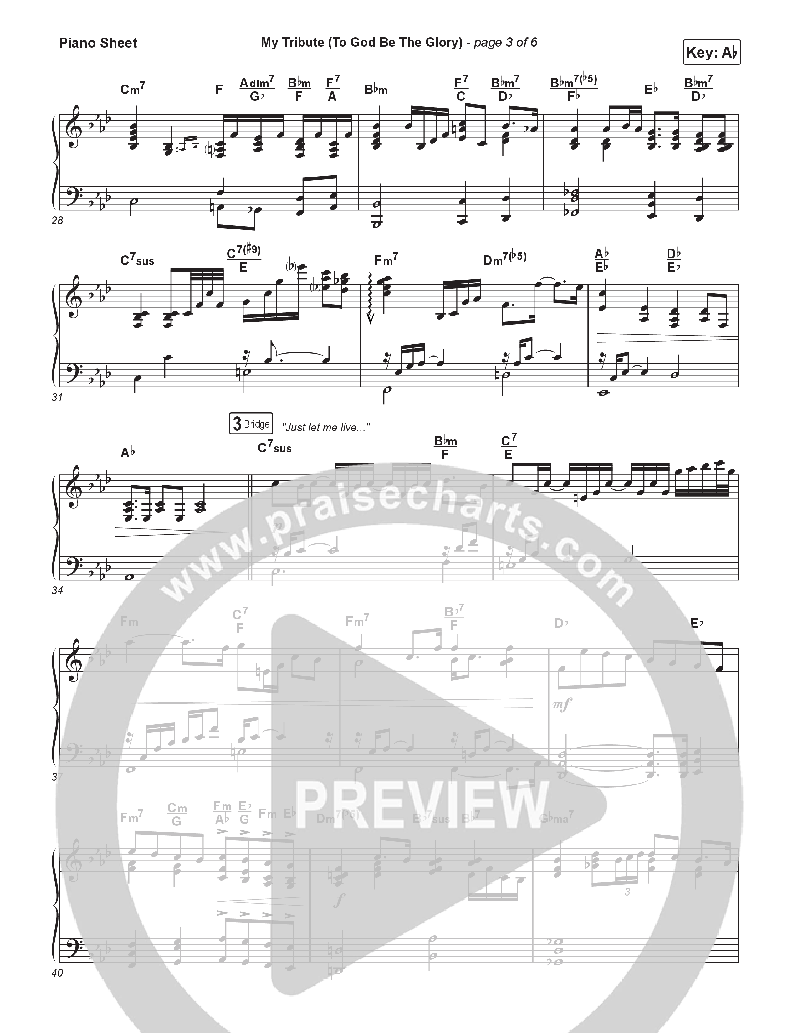 My Tribute (To God Be Glory) (Choral Anthem SATB) Piano Sheet (Natalie Grant / CeCe Winans / Arr. Luke Gambill)