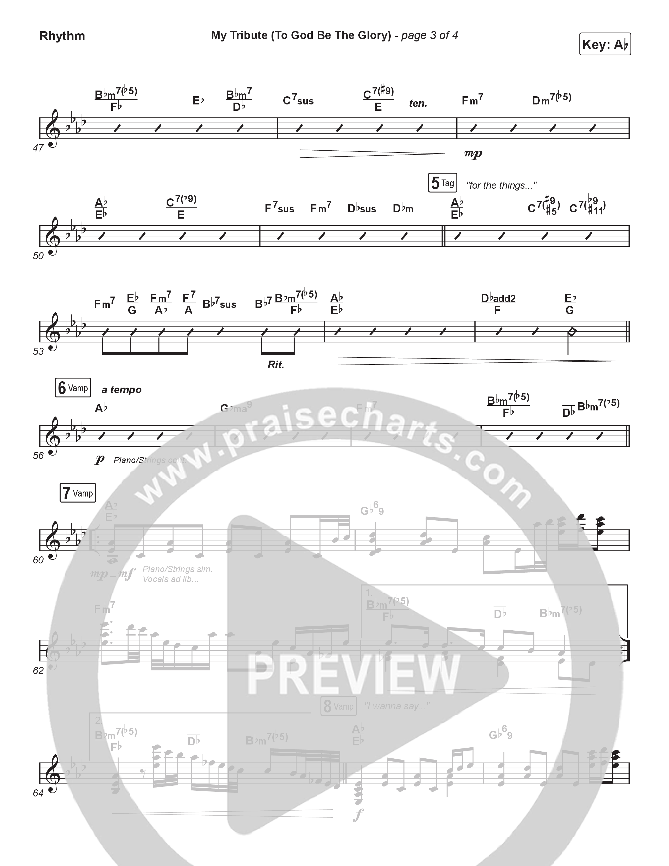 My Tribute (To God Be Glory) (Choral Anthem SATB) Rhythm Chart (Natalie Grant / CeCe Winans / Arr. Luke Gambill)