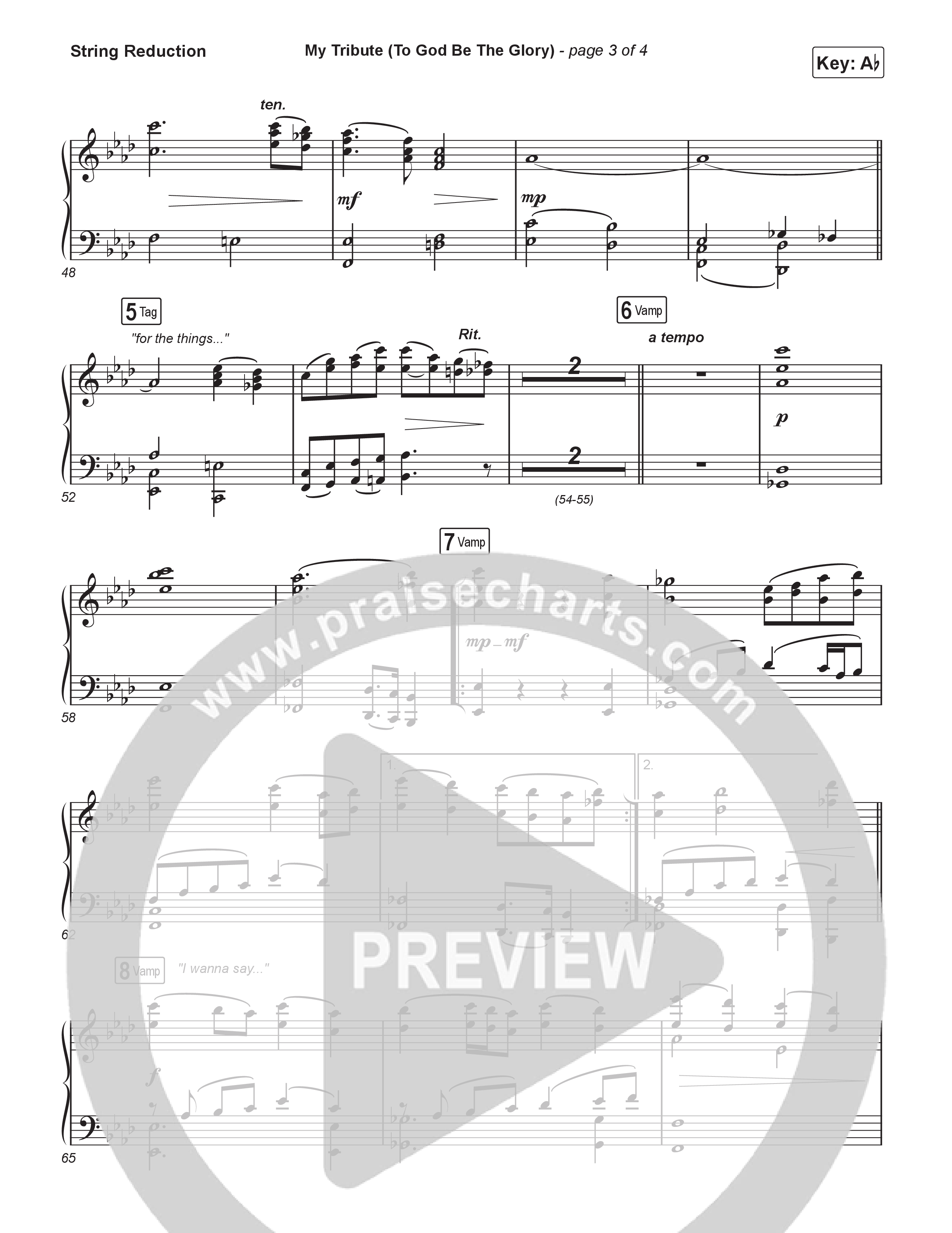 My Tribute (To God Be Glory) (Choral Anthem SATB) String Reduction (Natalie Grant / CeCe Winans / Arr. Luke Gambill)
