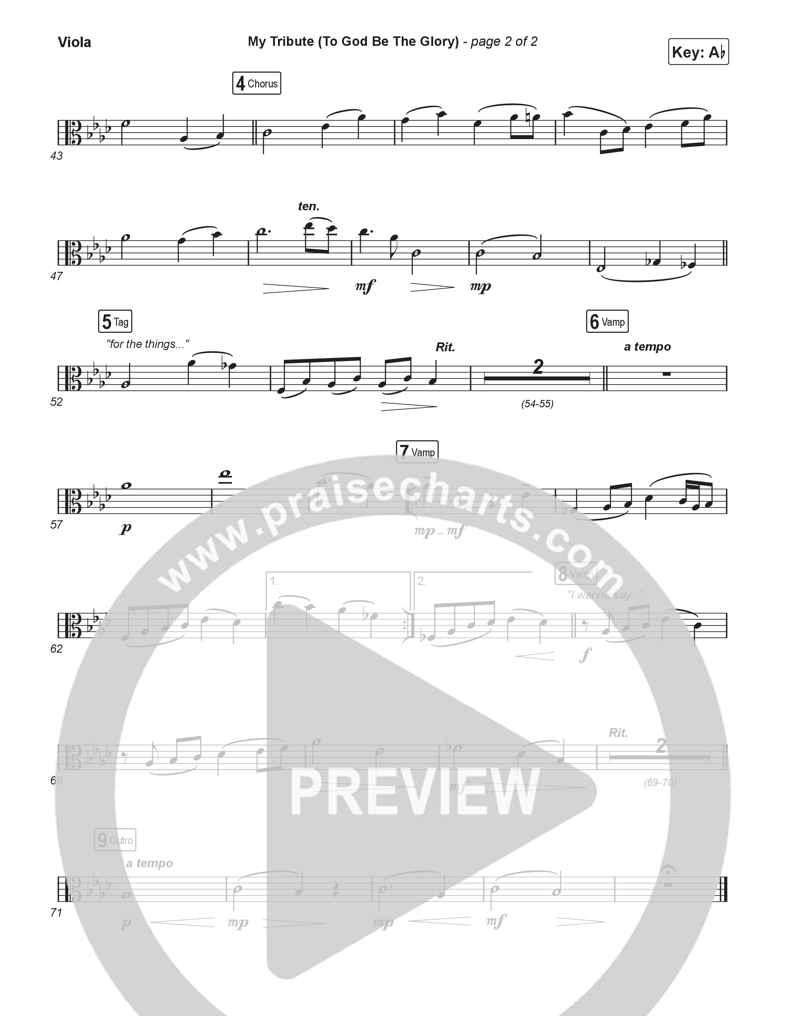 My Tribute (To God Be Glory) (Choral Anthem SATB) Viola (Natalie Grant / CeCe Winans / Arr. Luke Gambill)