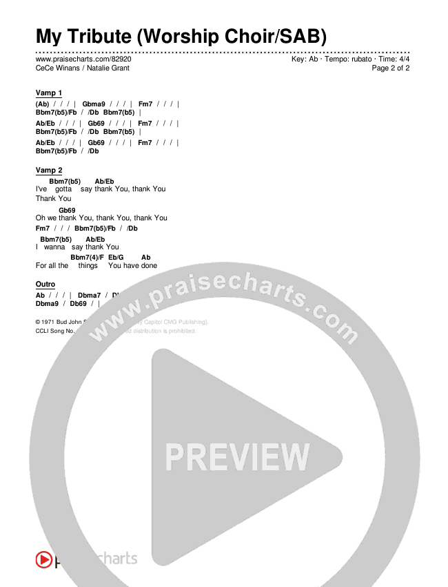 My Tribute (To God Be The Glory) (Worship Choir/SAB) Chords & Lyrics (Natalie Grant / CeCe Winans / Arr. Luke Gambill)