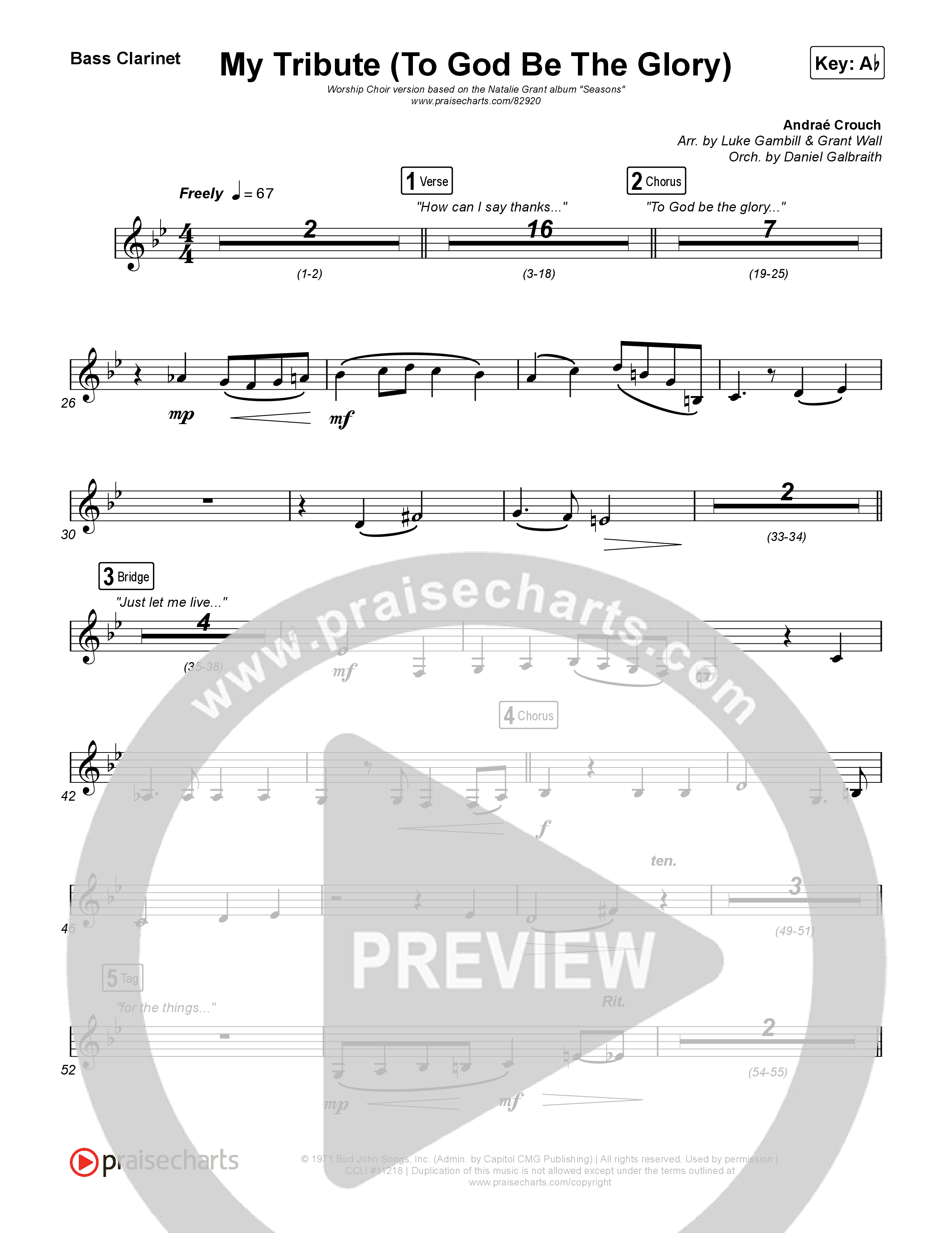 My Tribute (To God Be The Glory) (Worship Choir/SAB) Bass Clarinet (Natalie Grant / CeCe Winans / Arr. Luke Gambill)