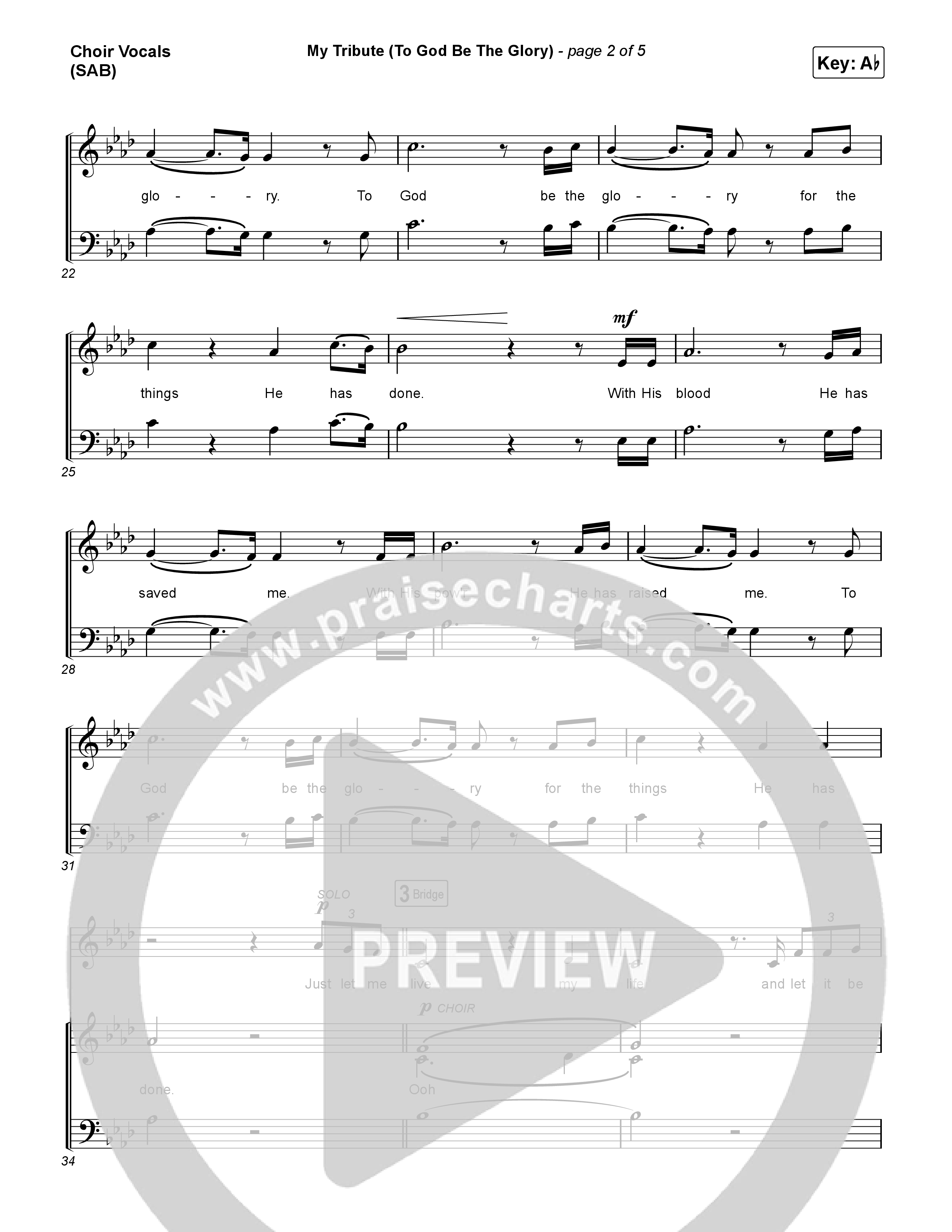 My Tribute (To God Be The Glory) (Worship Choir/SAB) Choir Sheet (SAB) (Natalie Grant / CeCe Winans / Arr. Luke Gambill)