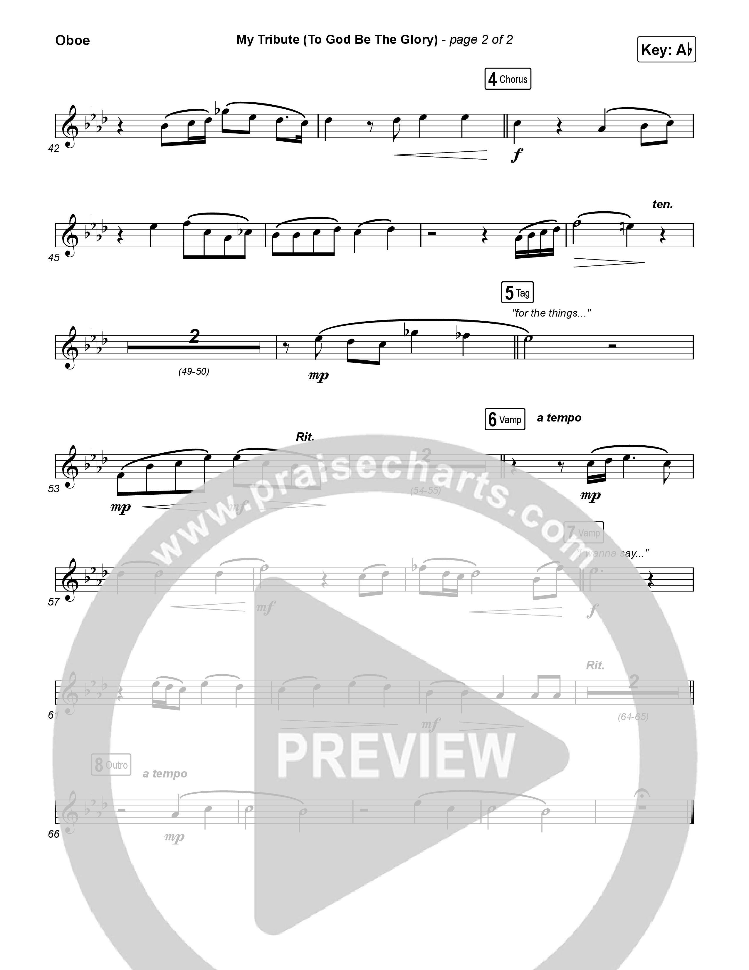 My Tribute (To God Be The Glory) (Worship Choir/SAB) Oboe (Natalie Grant / CeCe Winans / Arr. Luke Gambill)