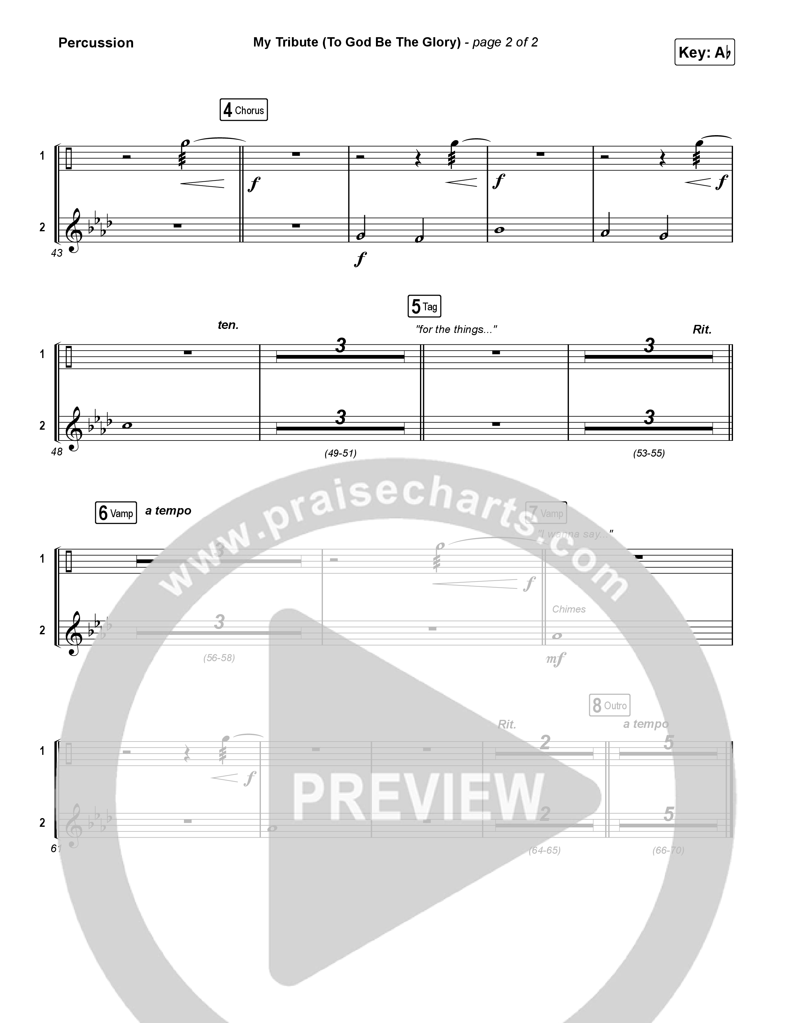 My Tribute (To God Be The Glory) (Worship Choir/SAB) Percussion (Natalie Grant / CeCe Winans / Arr. Luke Gambill)