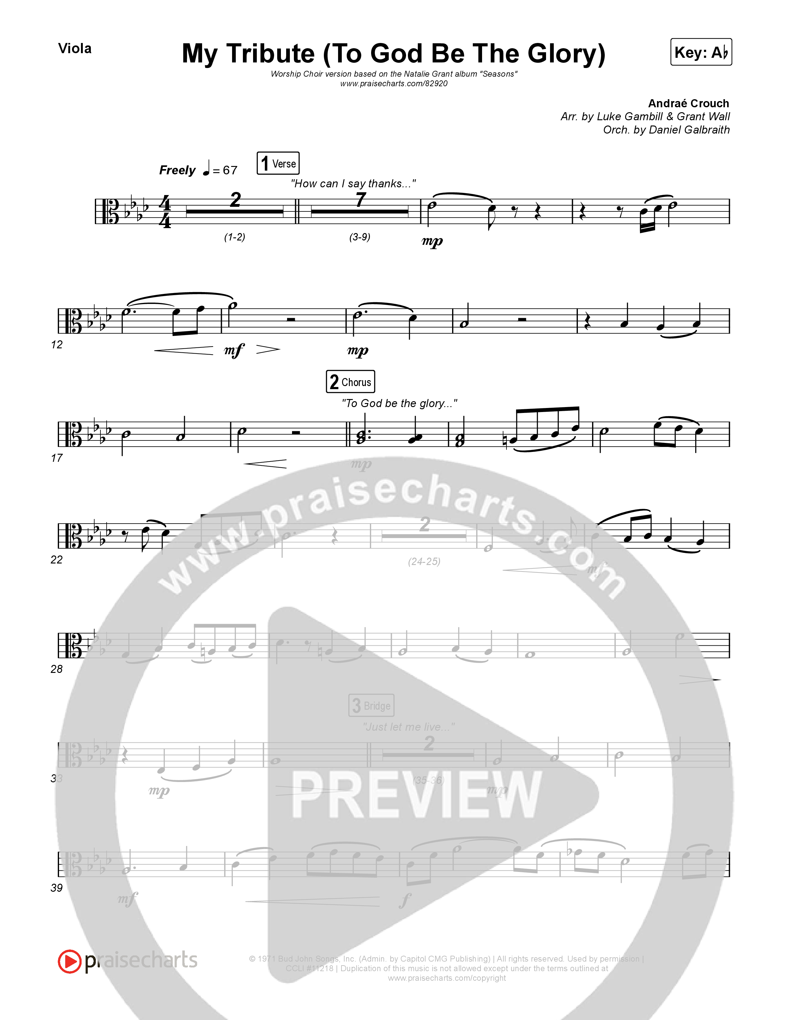 My Tribute (To God Be The Glory) (Worship Choir/SAB) Viola (Natalie Grant / CeCe Winans / Arr. Luke Gambill)