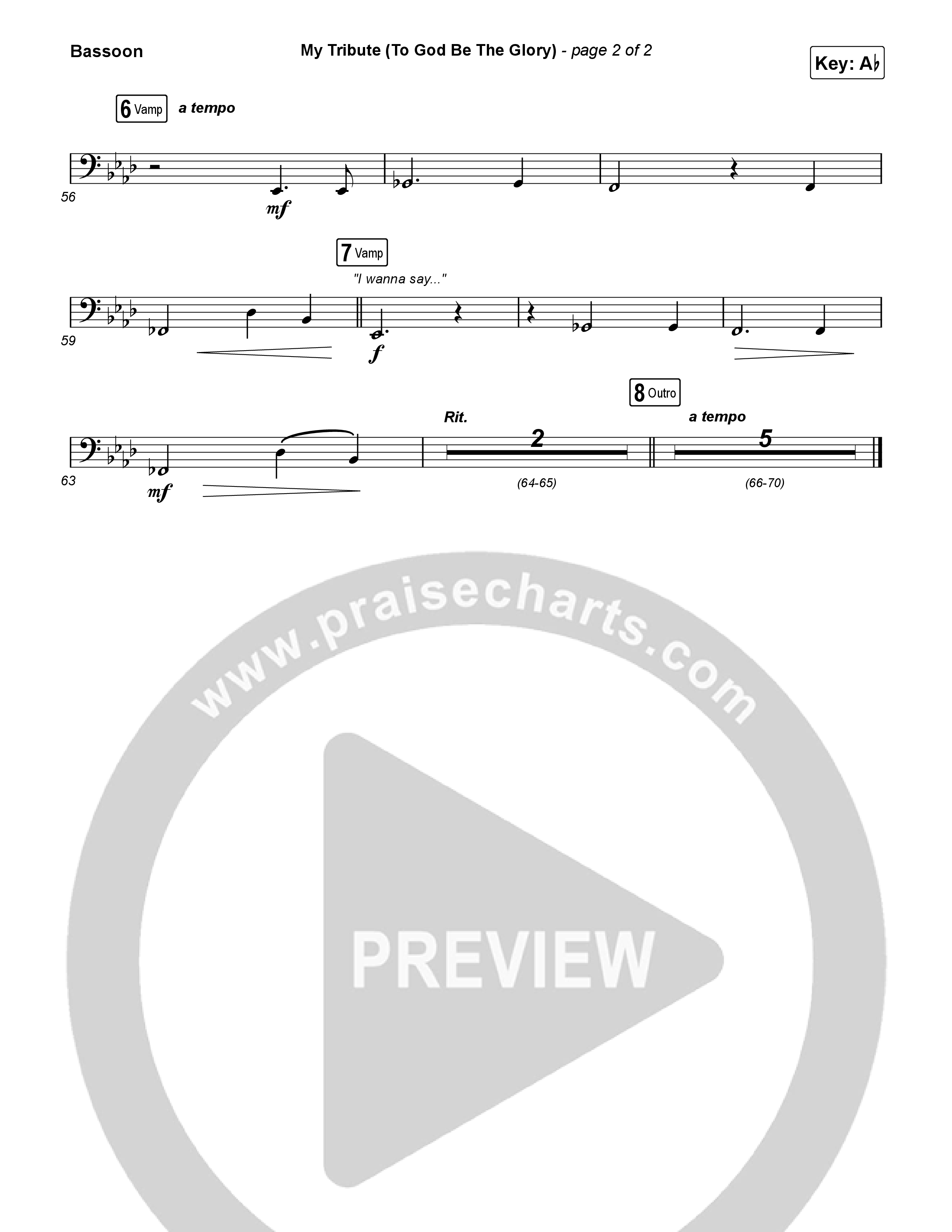 My Tribute (To God Be The Glory) (Unison/2-Part) Bassoon (Natalie Grant / CeCe Winans / Arr. Luke Gambill)