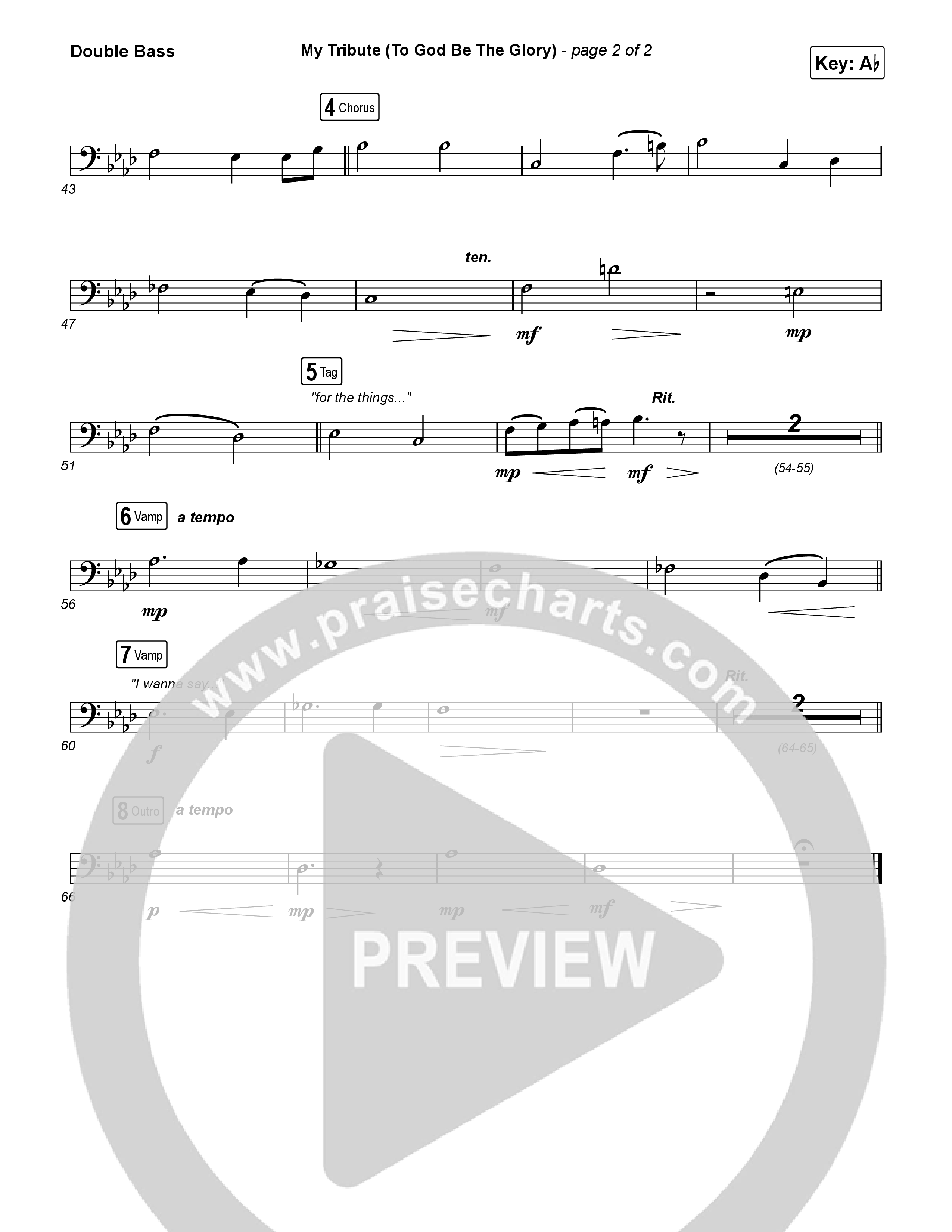 My Tribute (To God Be The Glory) (Unison/2-Part) Double Bass (Natalie Grant / CeCe Winans / Arr. Luke Gambill)