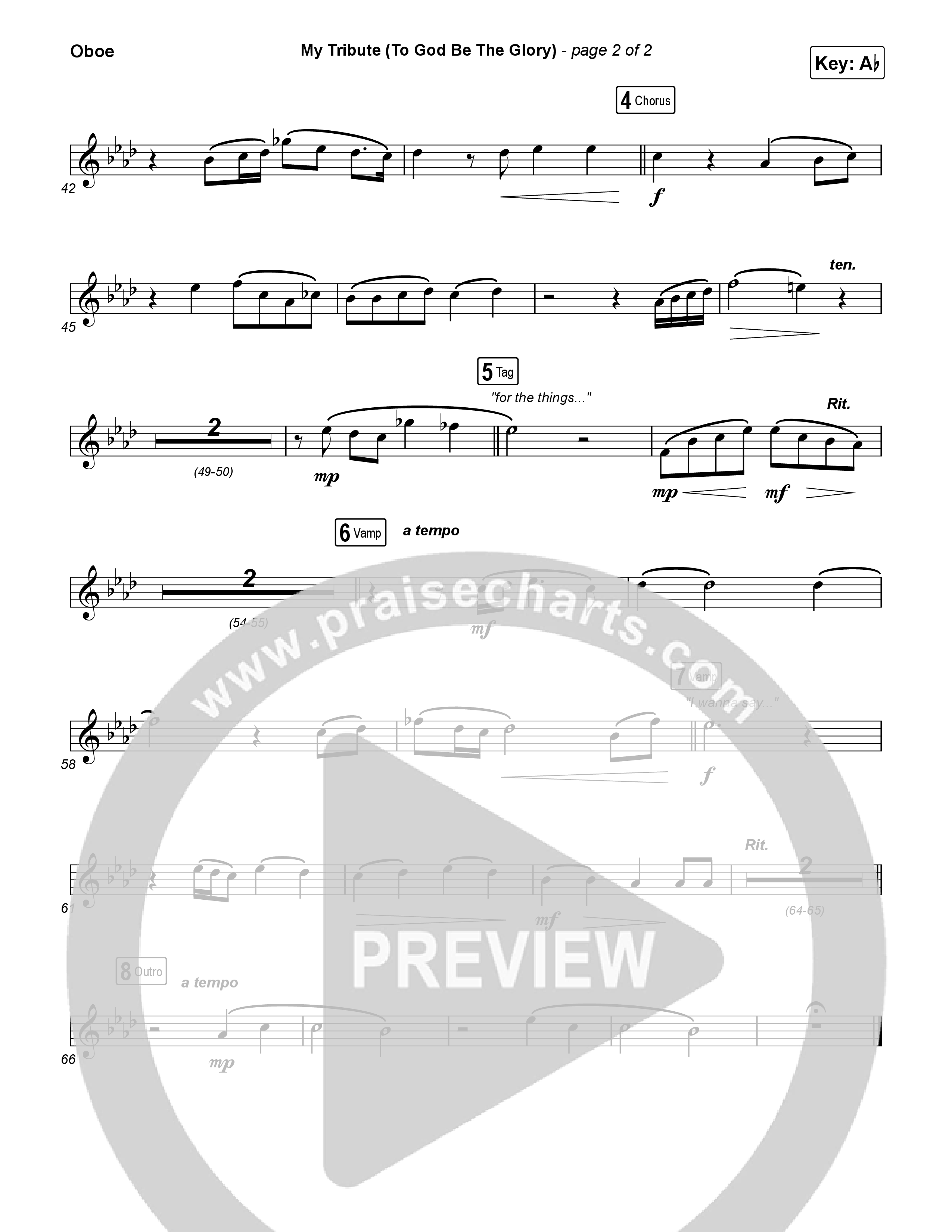 My Tribute (To God Be The Glory) (Unison/2-Part) Oboe (Natalie Grant / CeCe Winans / Arr. Luke Gambill)