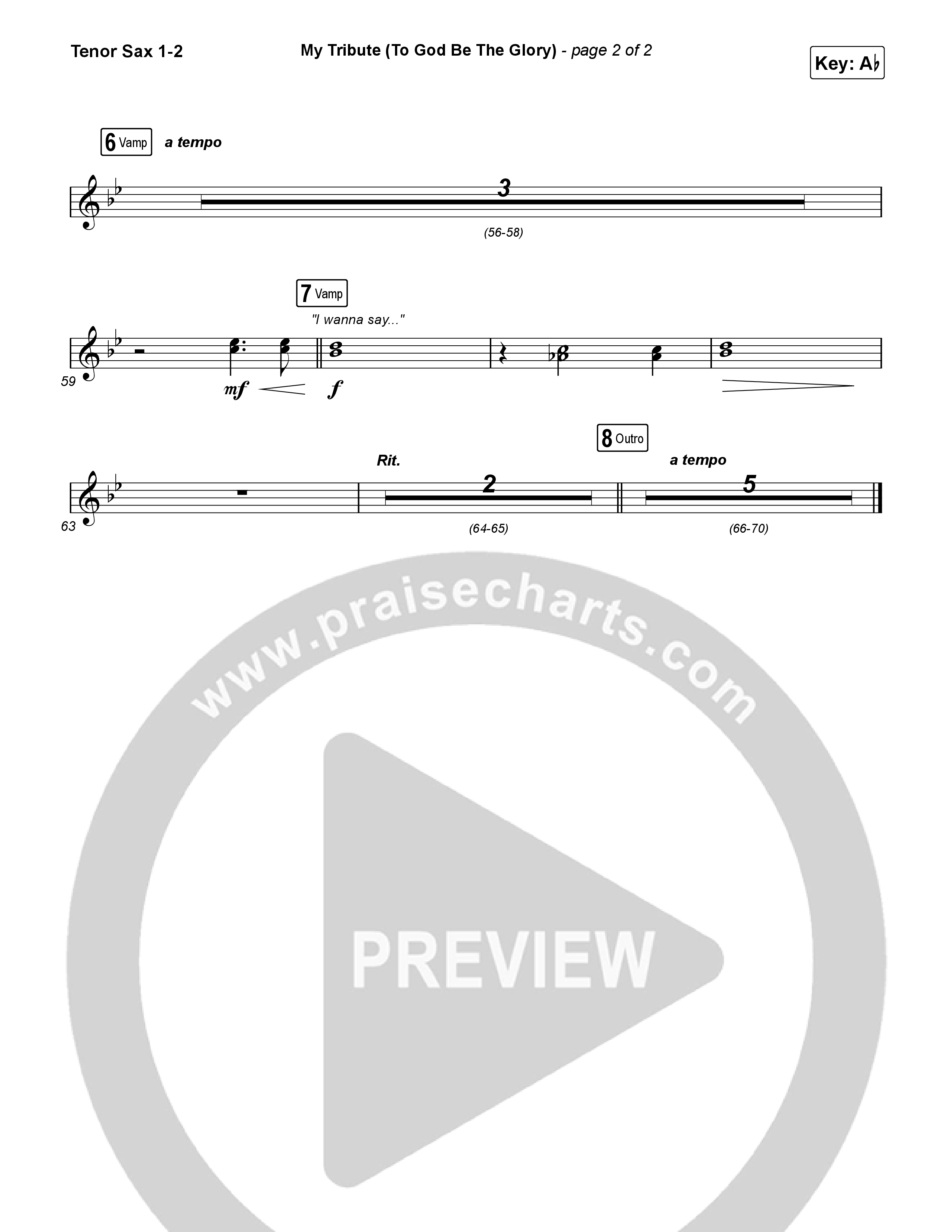 My Tribute (To God Be The Glory) (Unison/2-Part) Tenor Sax 1/2 (Natalie Grant / CeCe Winans / Arr. Luke Gambill)