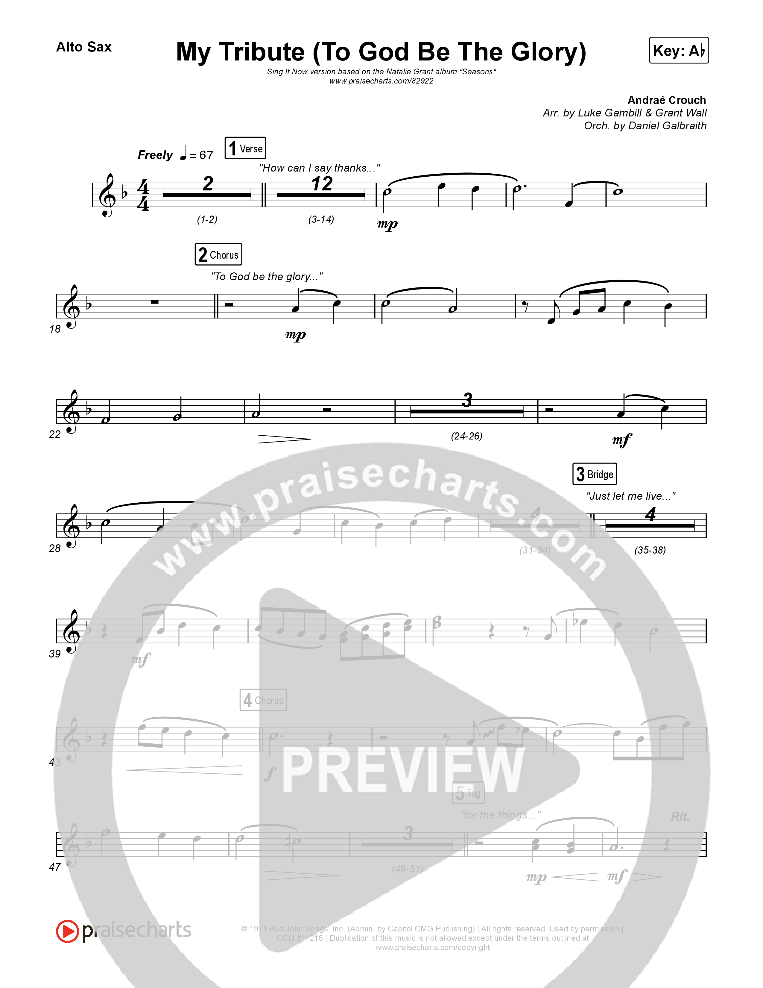 My Tribute (To God Be The Glory) (Sing It Now) Sax Pack (Natalie Grant / CeCe Winans / Arr. Luke Gambill)