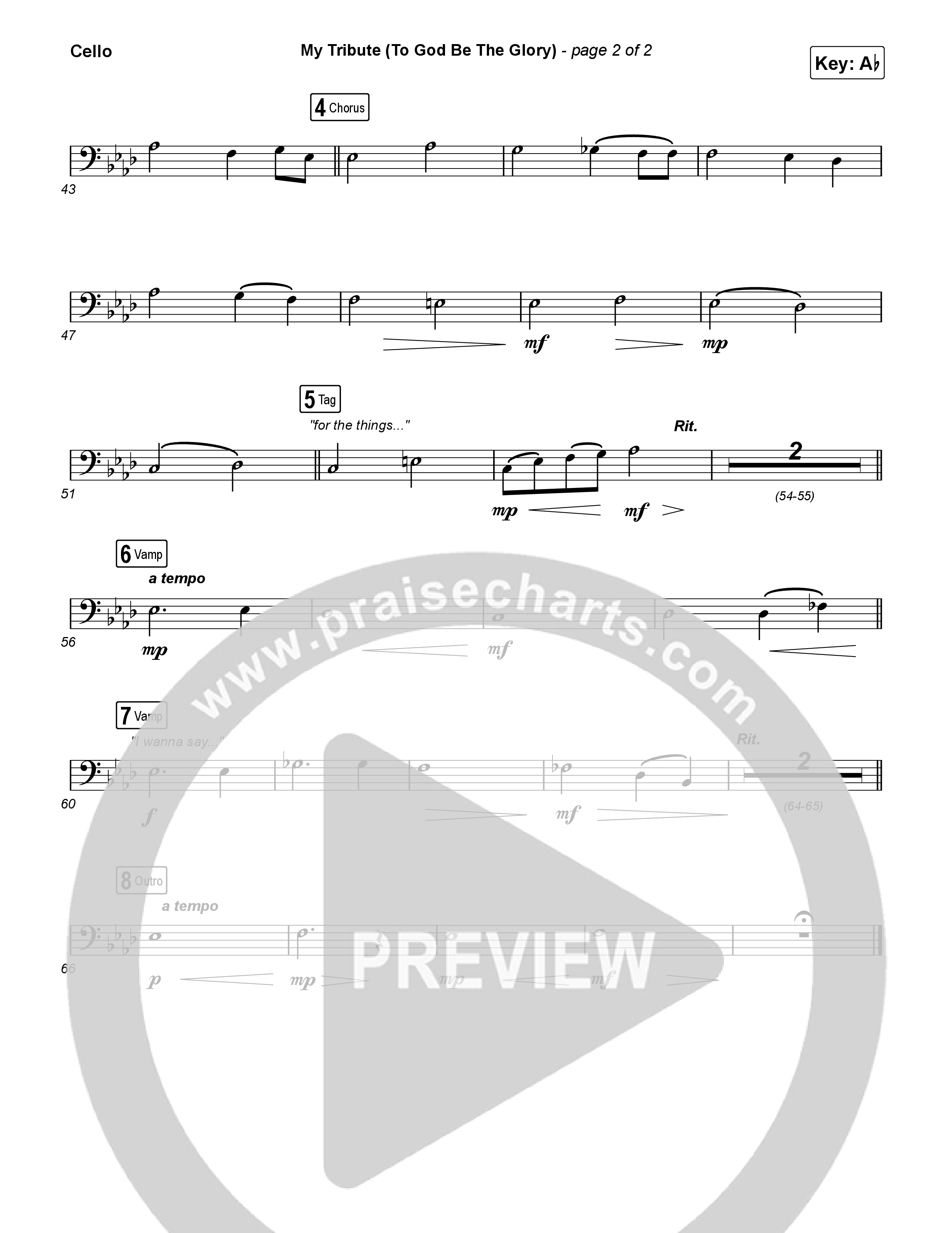 My Tribute (To God Be The Glory) (Sing It Now) Cello (Natalie Grant / CeCe Winans / Arr. Luke Gambill)