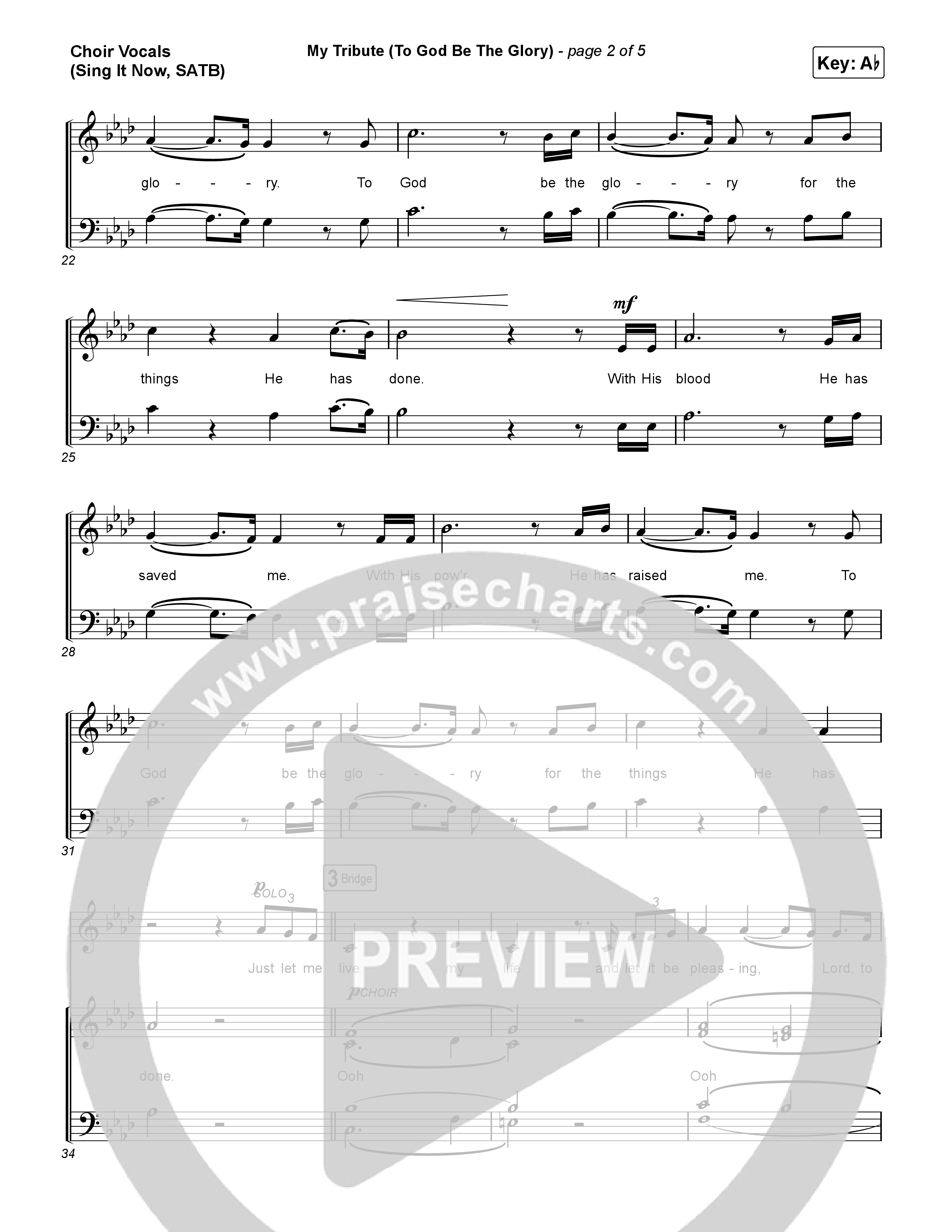 My Tribute (To God Be The Glory) (Sing It Now) Choir Sheet (SATB) (Natalie Grant / CeCe Winans / Arr. Luke Gambill)