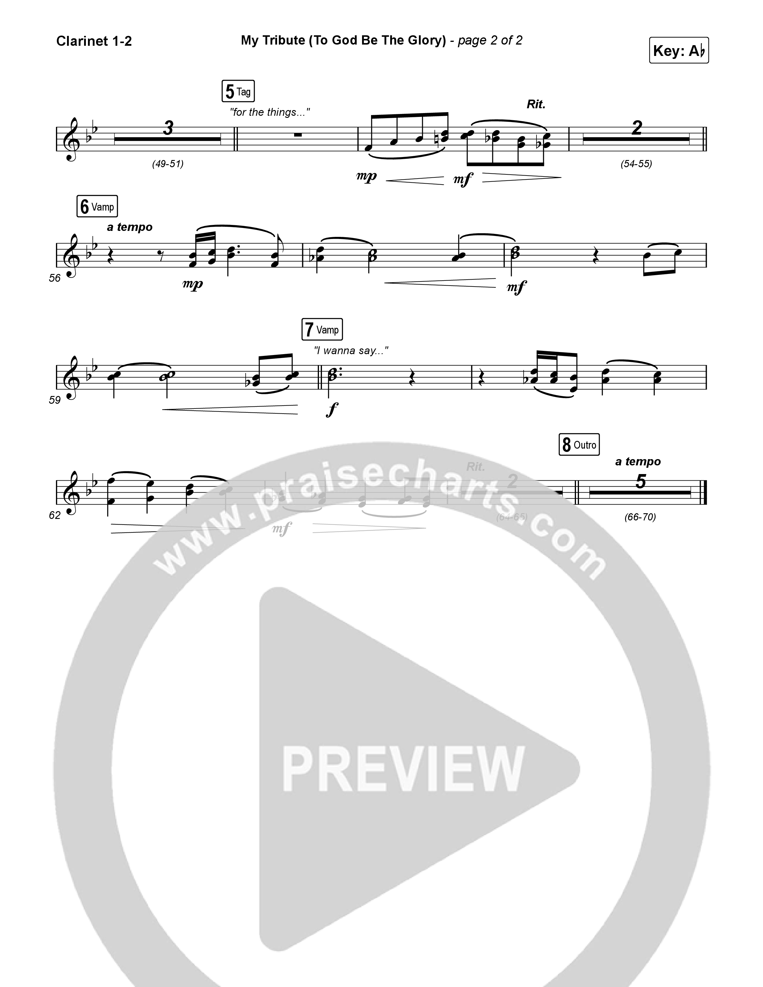 My Tribute (To God Be The Glory) (Sing It Now) Clarinet 1/2 (Natalie Grant / CeCe Winans / Arr. Luke Gambill)