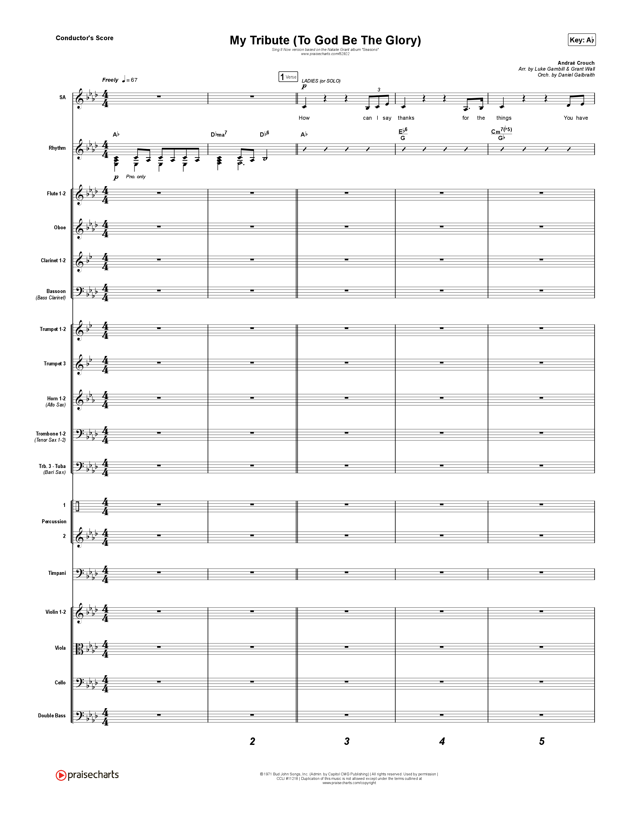 My Tribute (To God Be The Glory) (Sing It Now) Conductor's Score (Natalie Grant / CeCe Winans / Arr. Luke Gambill)