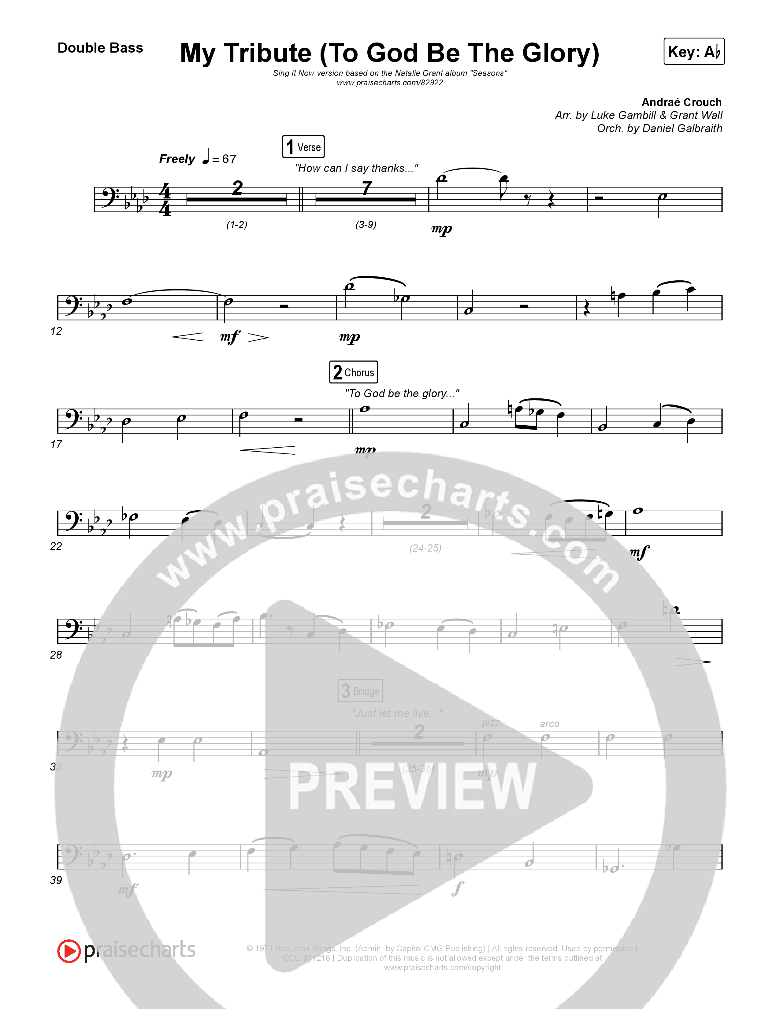 My Tribute (To God Be The Glory) (Sing It Now) Double Bass (Natalie Grant / CeCe Winans / Arr. Luke Gambill)