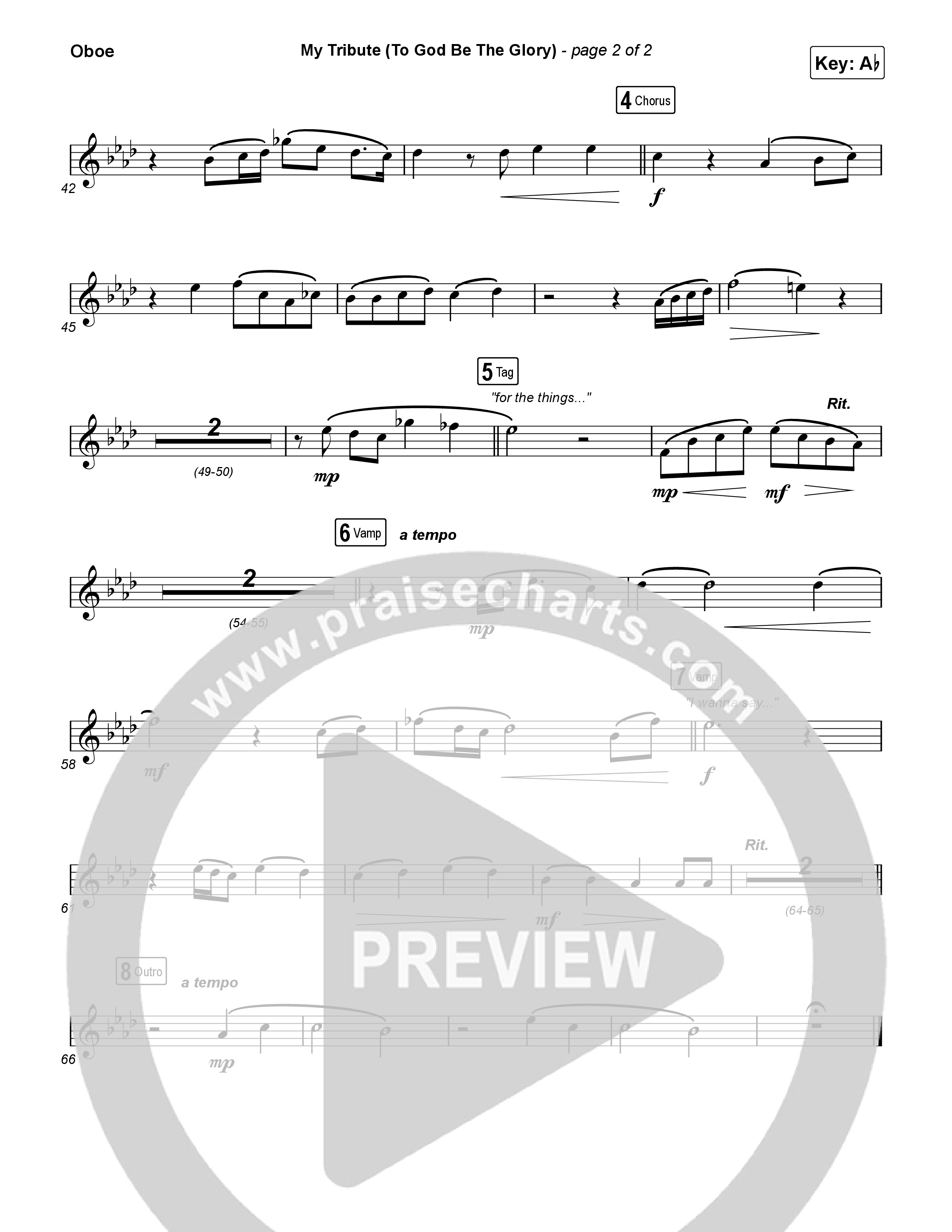 My Tribute (To God Be The Glory) (Sing It Now) Oboe (Natalie Grant / CeCe Winans / Arr. Luke Gambill)