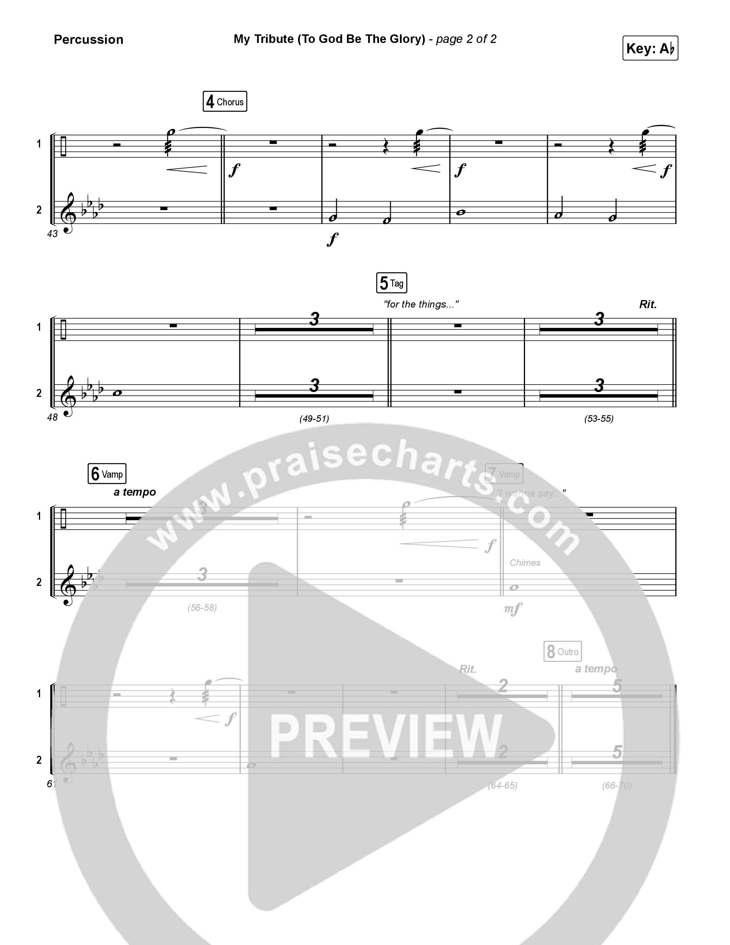 My Tribute (To God Be The Glory) (Sing It Now) Percussion (Natalie Grant / CeCe Winans / Arr. Luke Gambill)