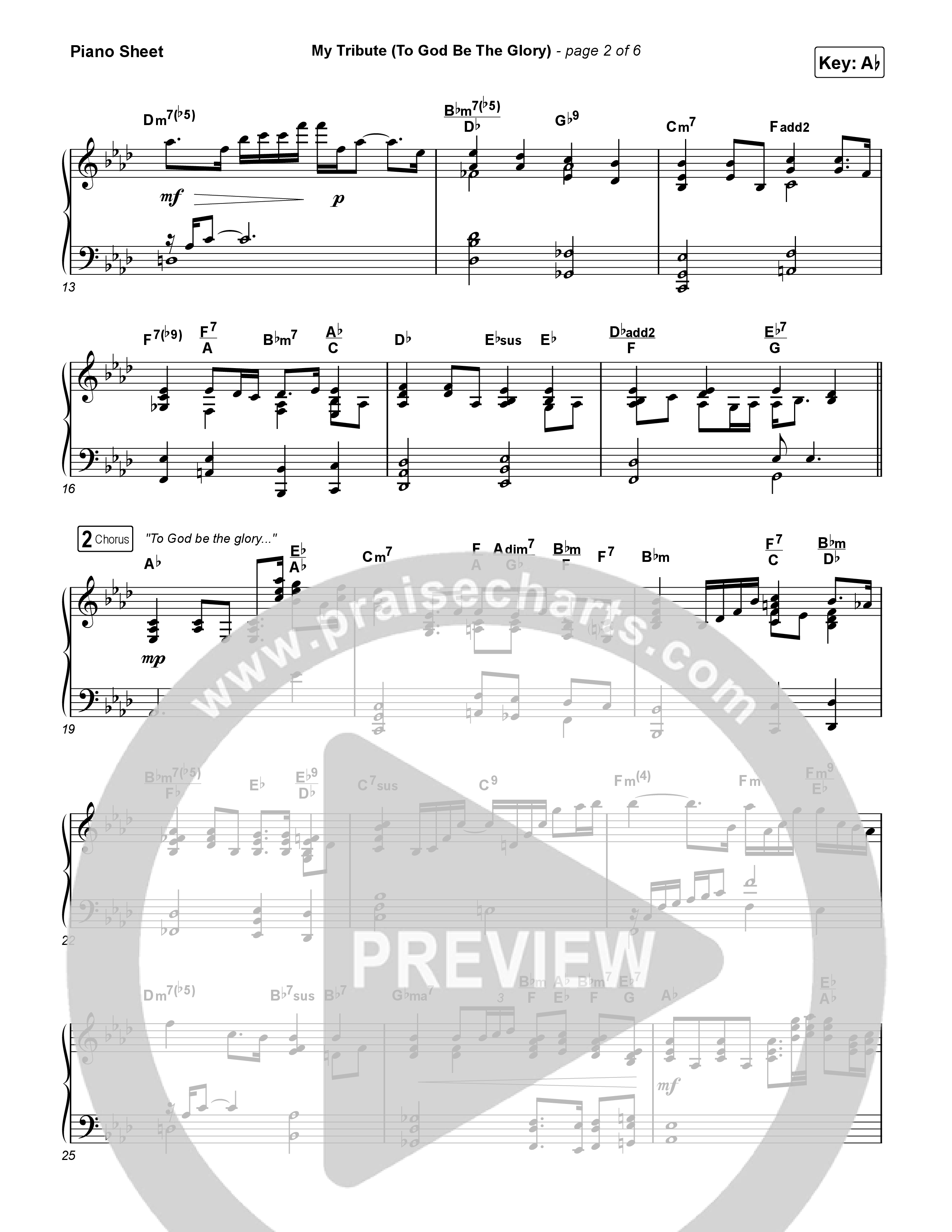 My Tribute (To God Be The Glory) (Sing It Now) Piano Sheet (Natalie Grant / CeCe Winans / Arr. Luke Gambill)