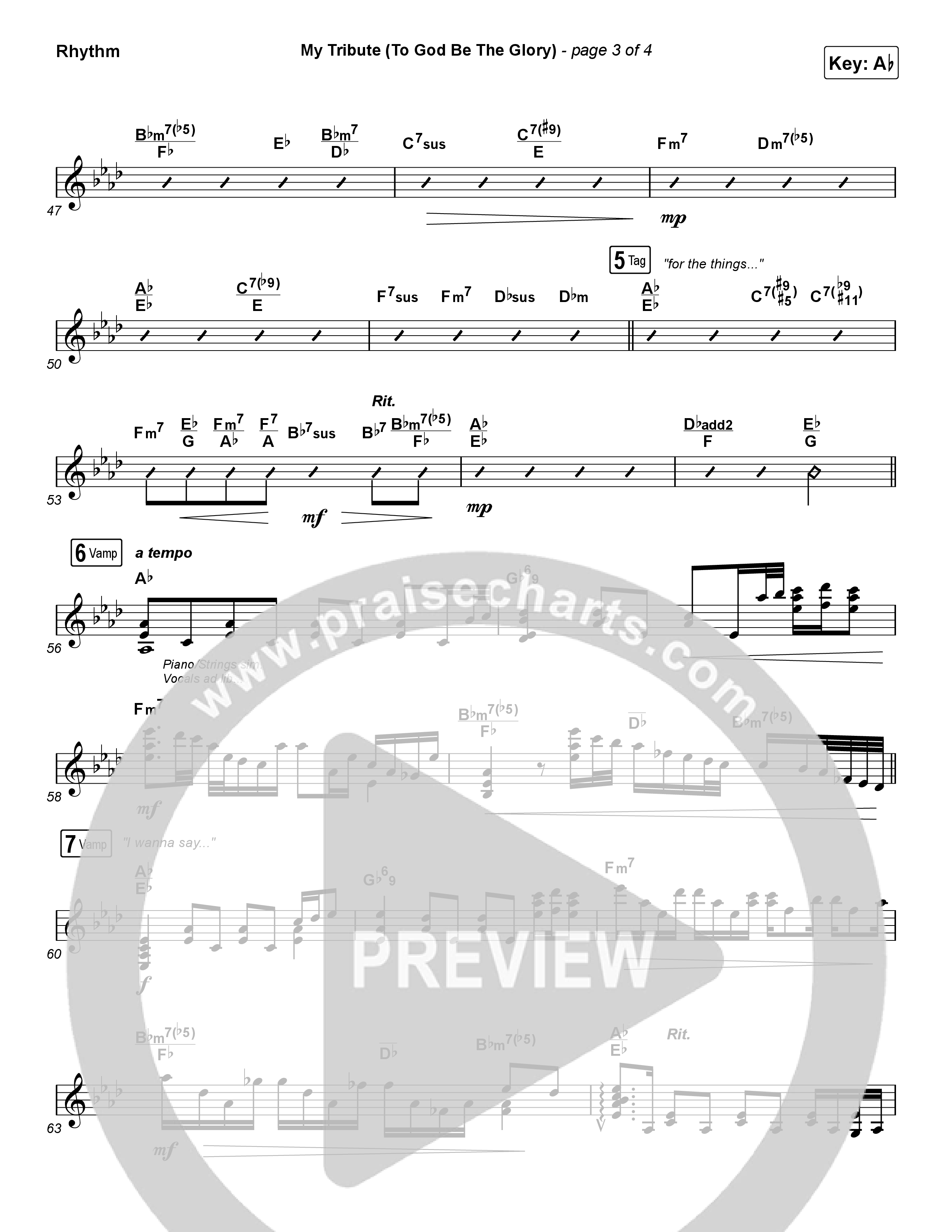 My Tribute (To God Be The Glory) (Sing It Now) Rhythm Chart (Natalie Grant / CeCe Winans / Arr. Luke Gambill)