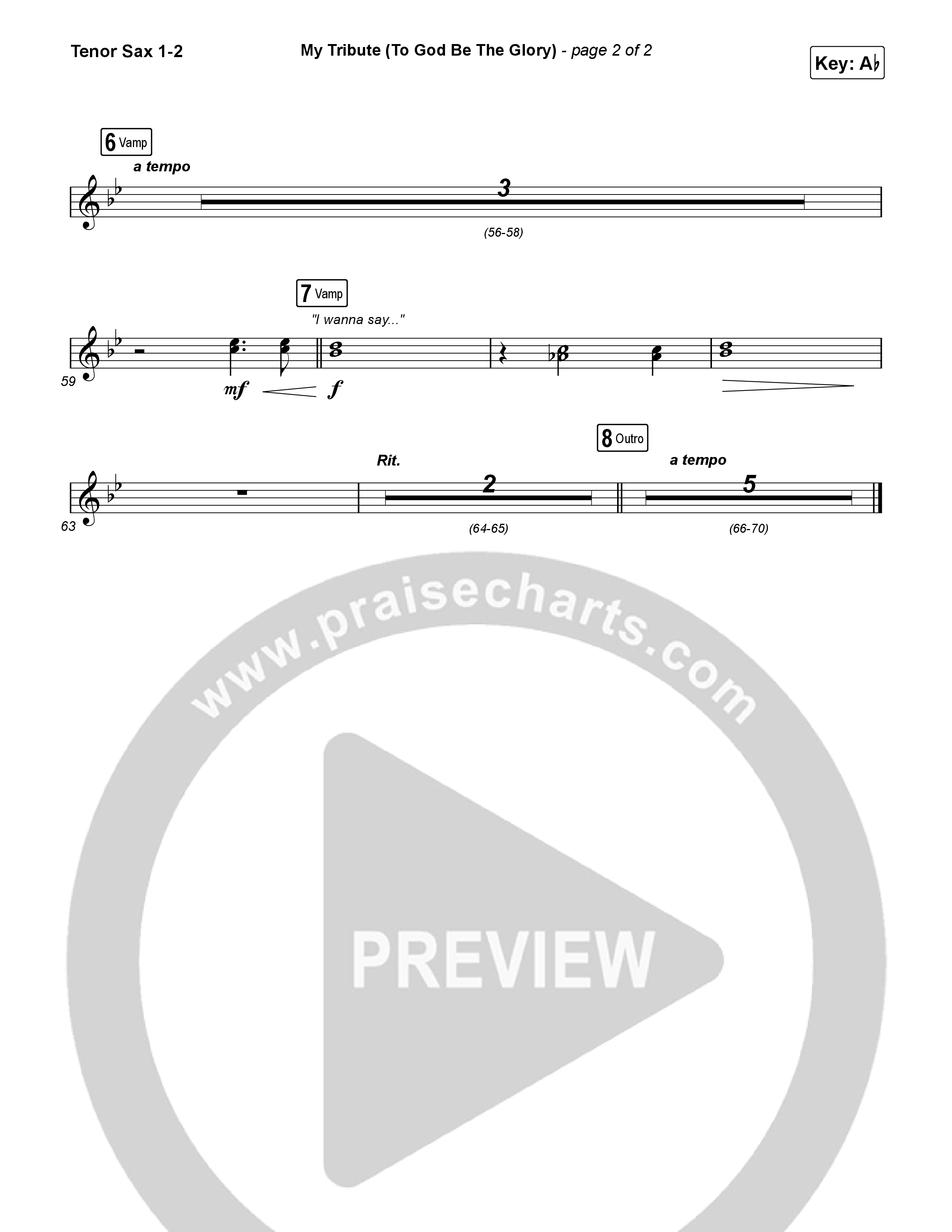 My Tribute (To God Be The Glory) (Sing It Now) Tenor Sax 1/2 (Natalie Grant / CeCe Winans / Arr. Luke Gambill)