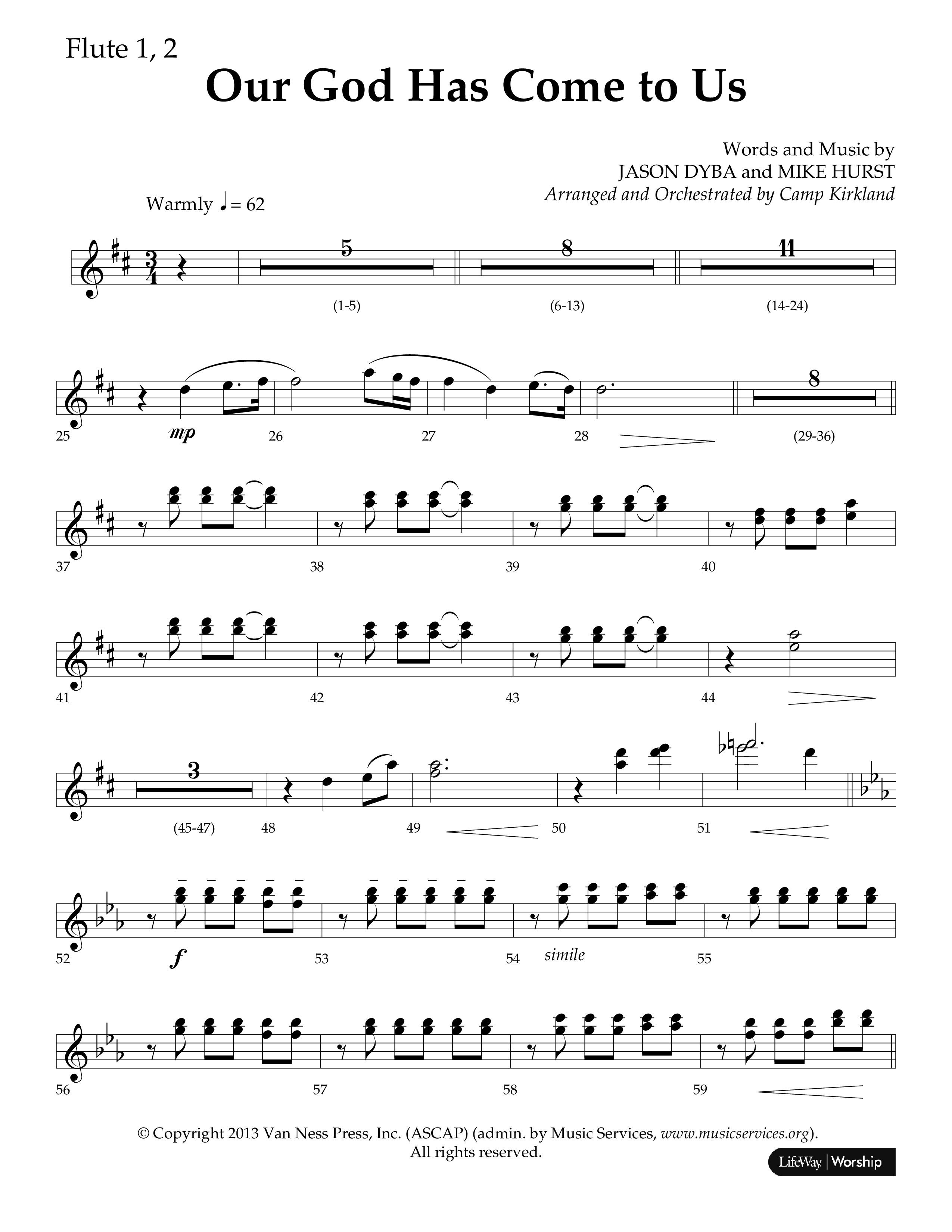 Our God Has Come To Us (Choral Anthem SATB) Flute 1/2 (Lifeway Choral / Arr. Camp Kirkland)