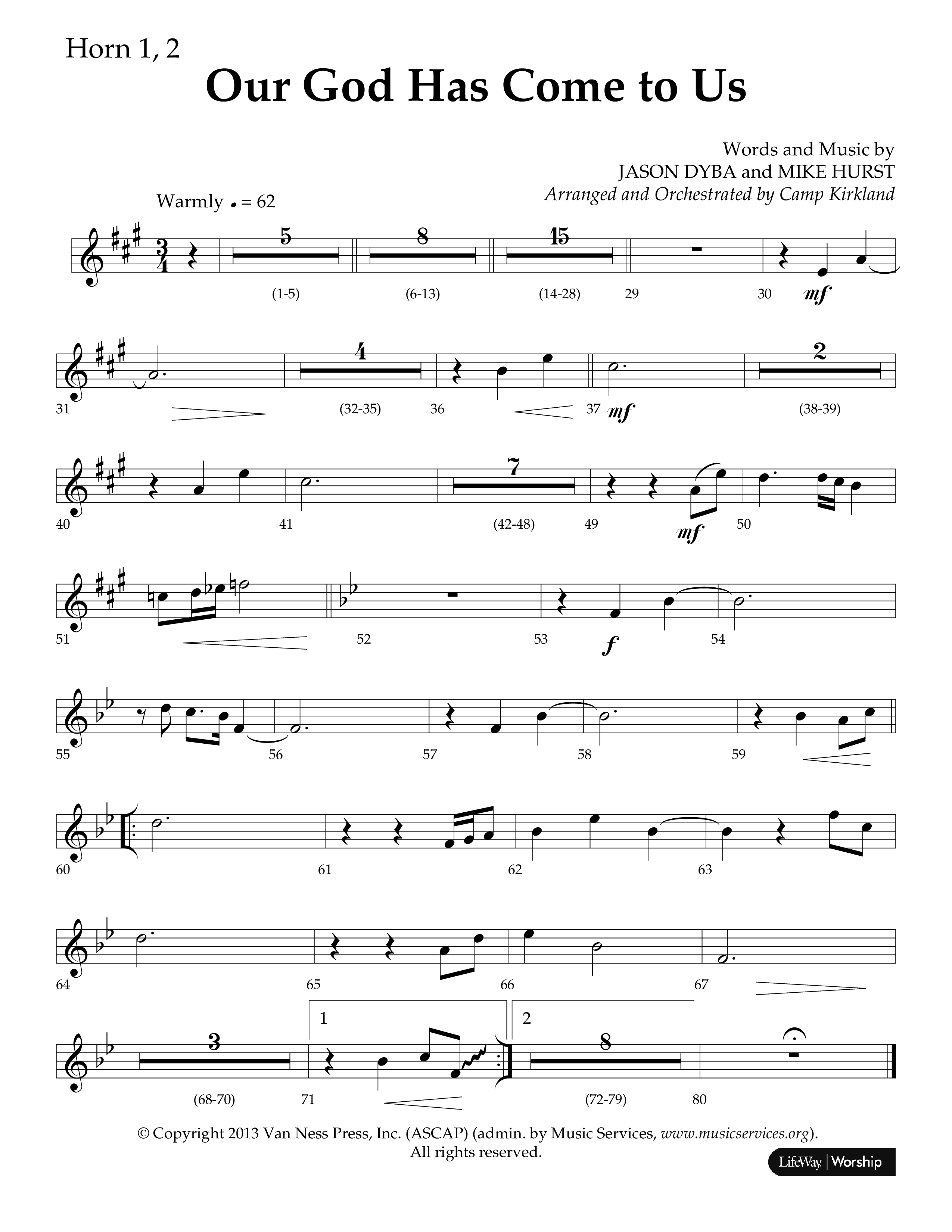 Our God Has Come To Us (Choral Anthem SATB) French Horn 1/2 (Lifeway Choral / Arr. Camp Kirkland)