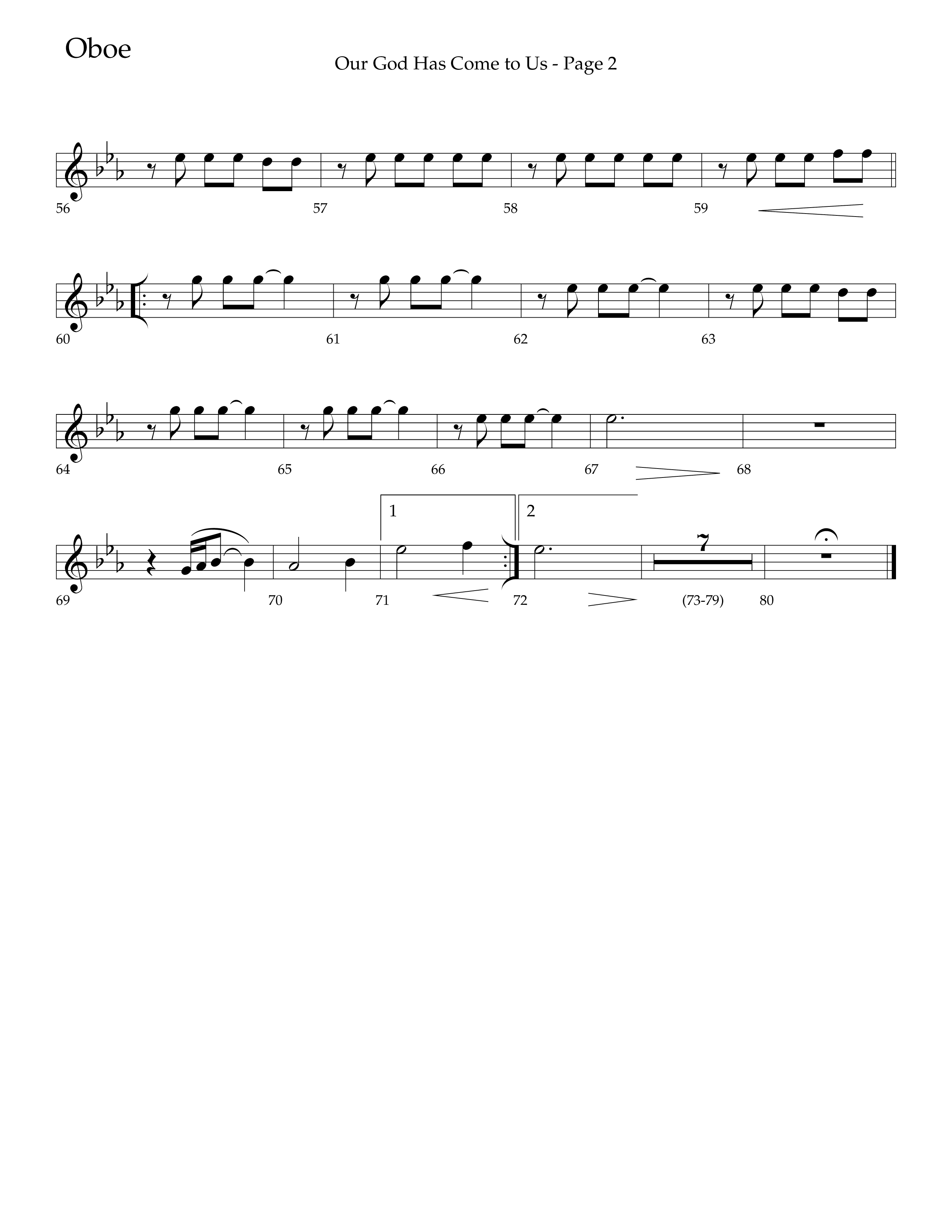 Our God Has Come To Us (Choral Anthem SATB) Oboe (Lifeway Choral / Arr. Camp Kirkland)