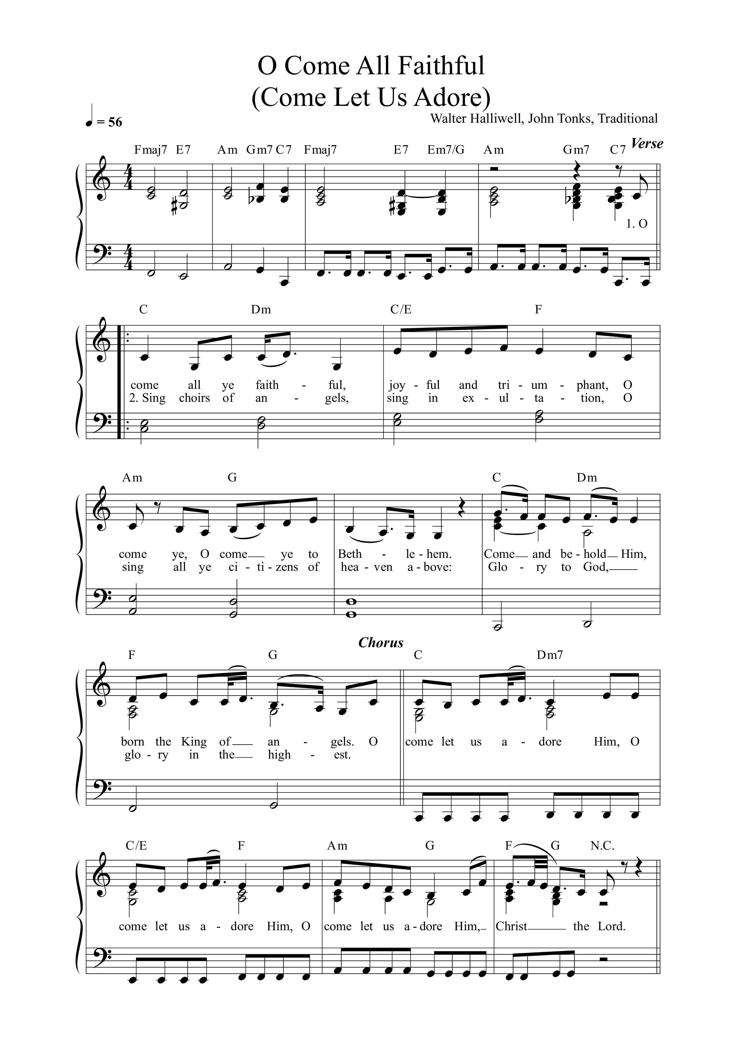 O Come All Ye Faithful (Come Let Us Adore) Lead Sheet Melody (Shout Praises Kids)