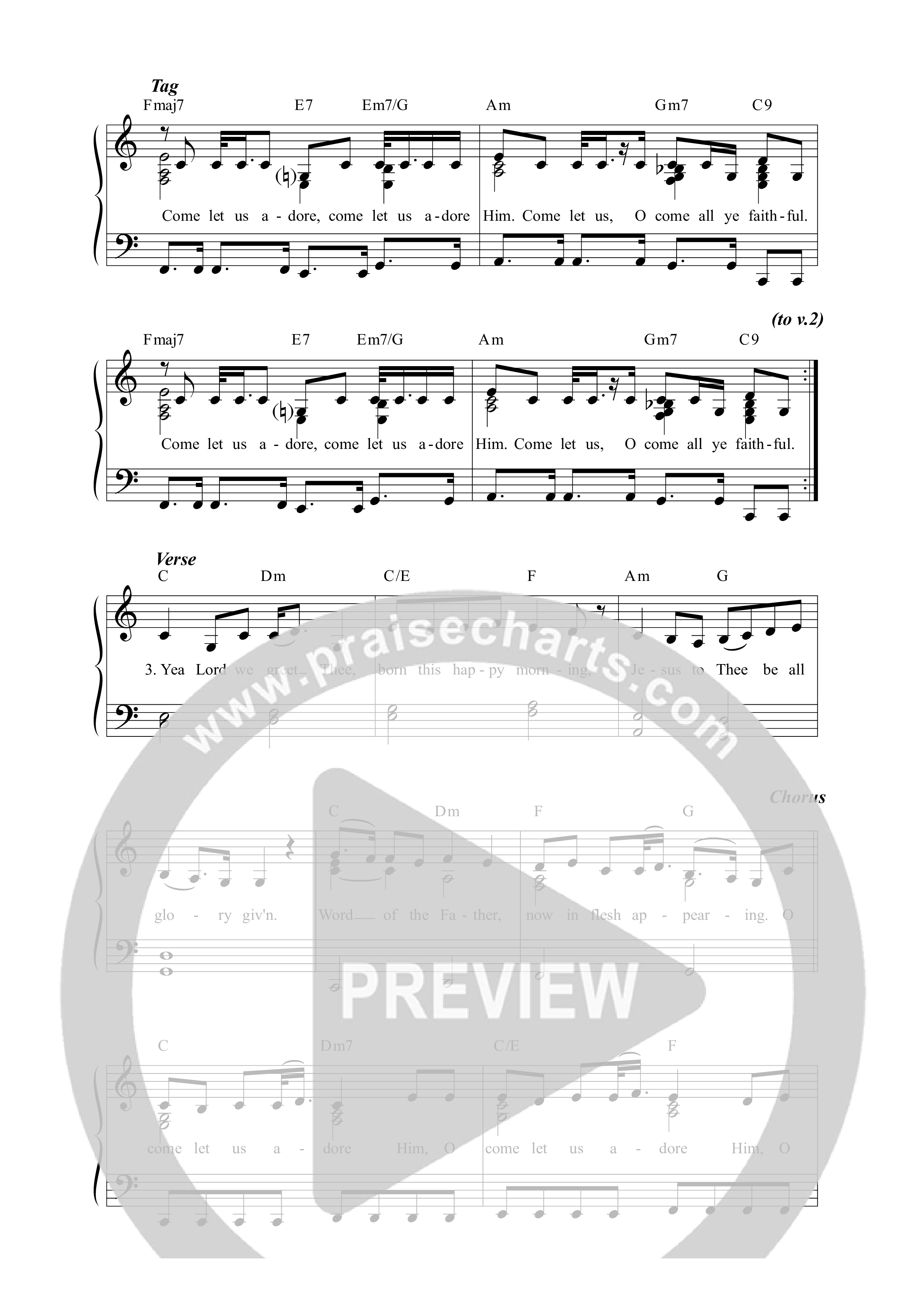 O Come All Ye Faithful (Come Let Us Adore) Lead Sheet Melody (Shout Praises Kids)